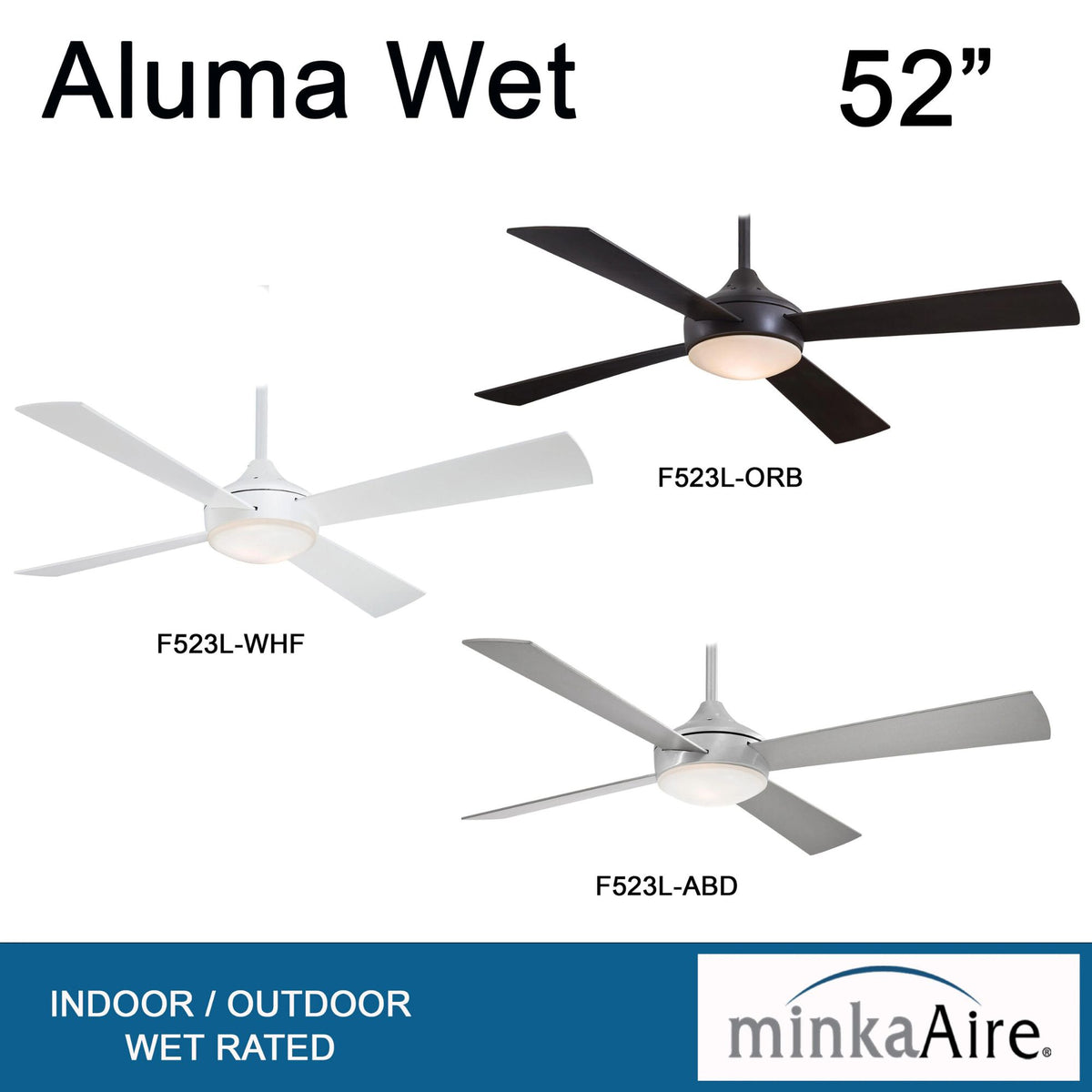 Minka Aire - Aluma Wet 52" White LED Ceiling Fan with Remote | Bees Lighting