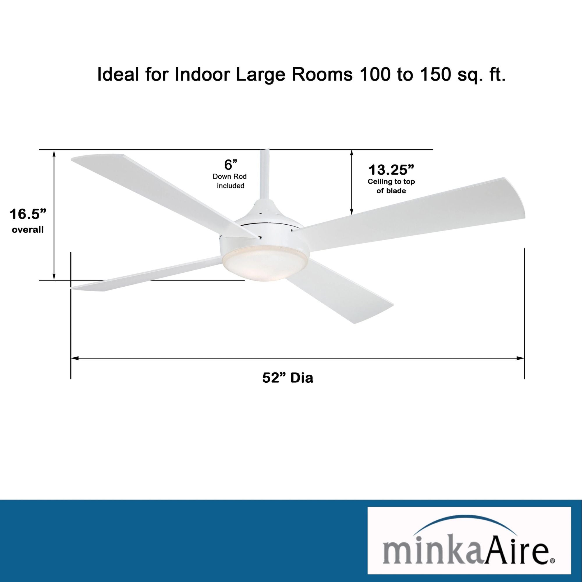 Minka Aire - Aluma Wet 52" White LED Ceiling Fan with Remote | Bees Lighting