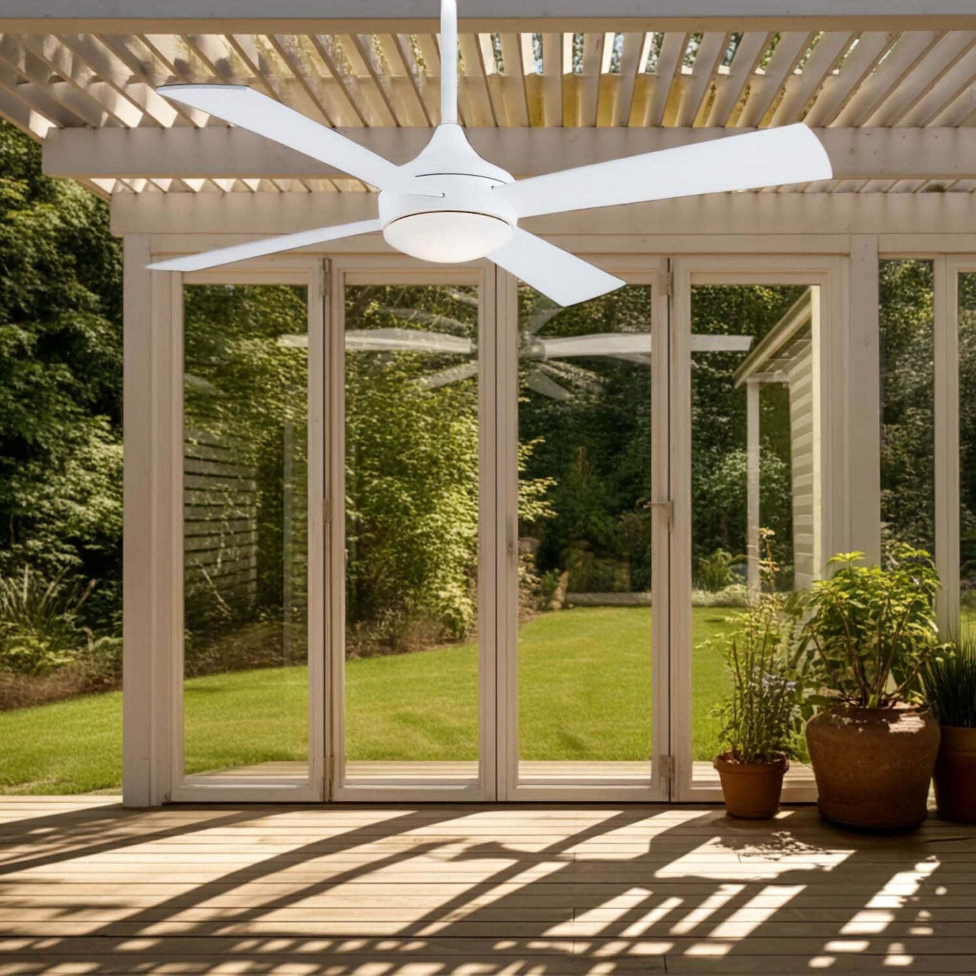 Minka Aire - Aluma Wet 52" White LED Ceiling Fan with Remote | Bees Lighting