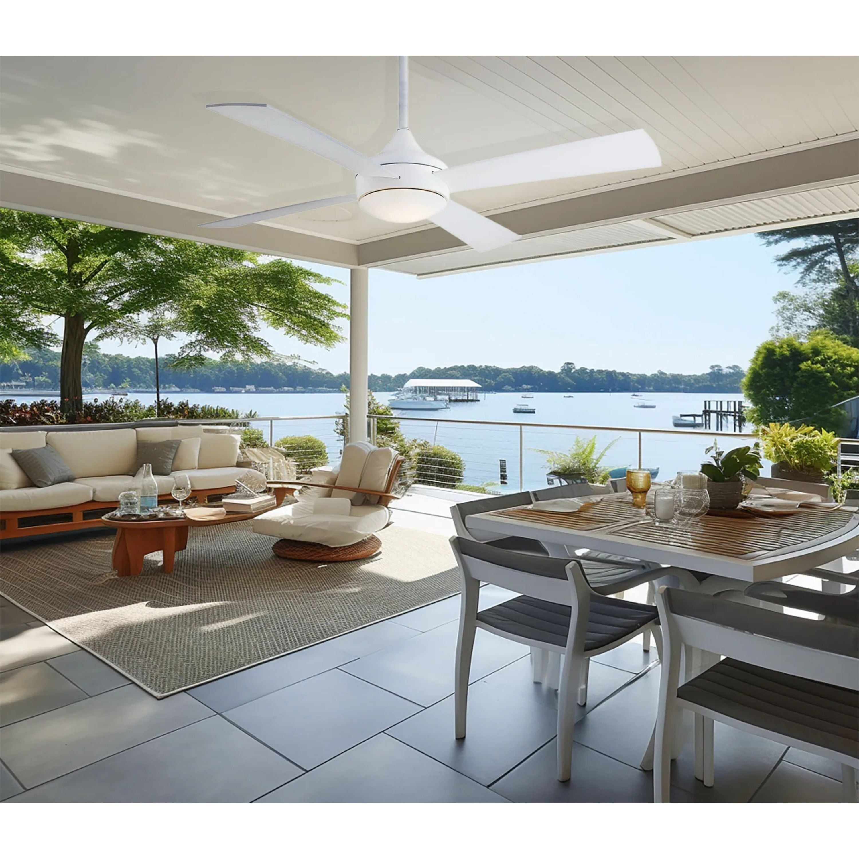 Aluma Wet 52" White LED Ceiling Fan with Remote