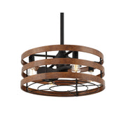 Audrey 22.5" LED Chandelier Ceiling Fan, Black Coal with Distressed Koa Blades - Bees Lighting