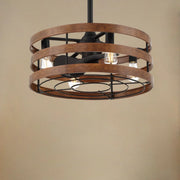 Audrey 22.5" LED Chandelier Ceiling Fan, Black Coal with Distressed Koa Blades - Bees Lighting