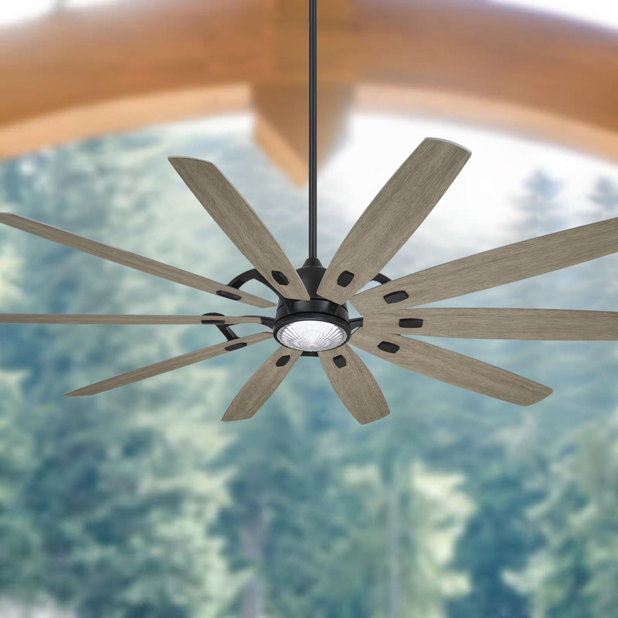 Barn H20 84" LED Outdoor Smart Ceiling Fan with Remote, Black Coal