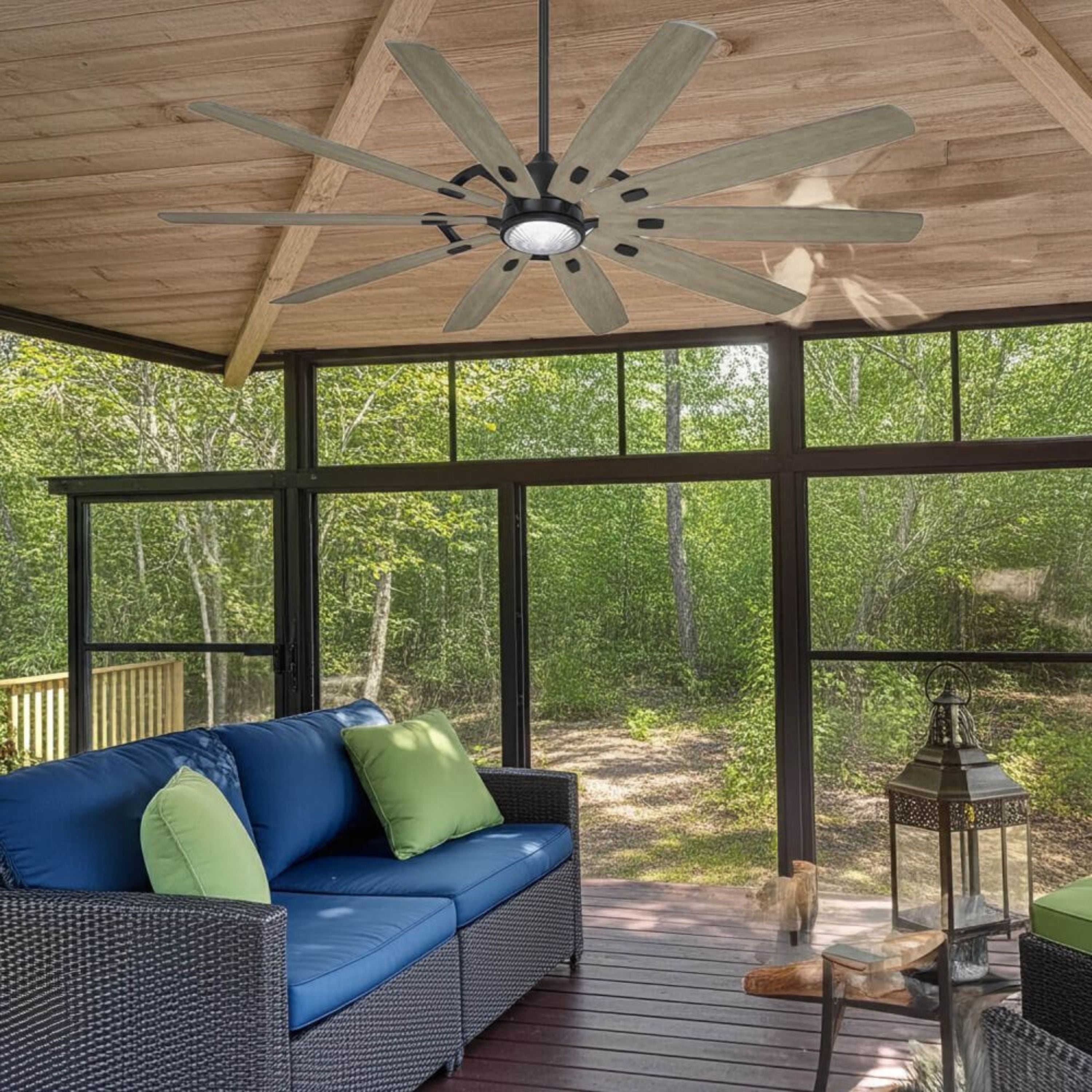 Barn H20 84" LED Outdoor Smart Ceiling Fan with Remote, Black Coal