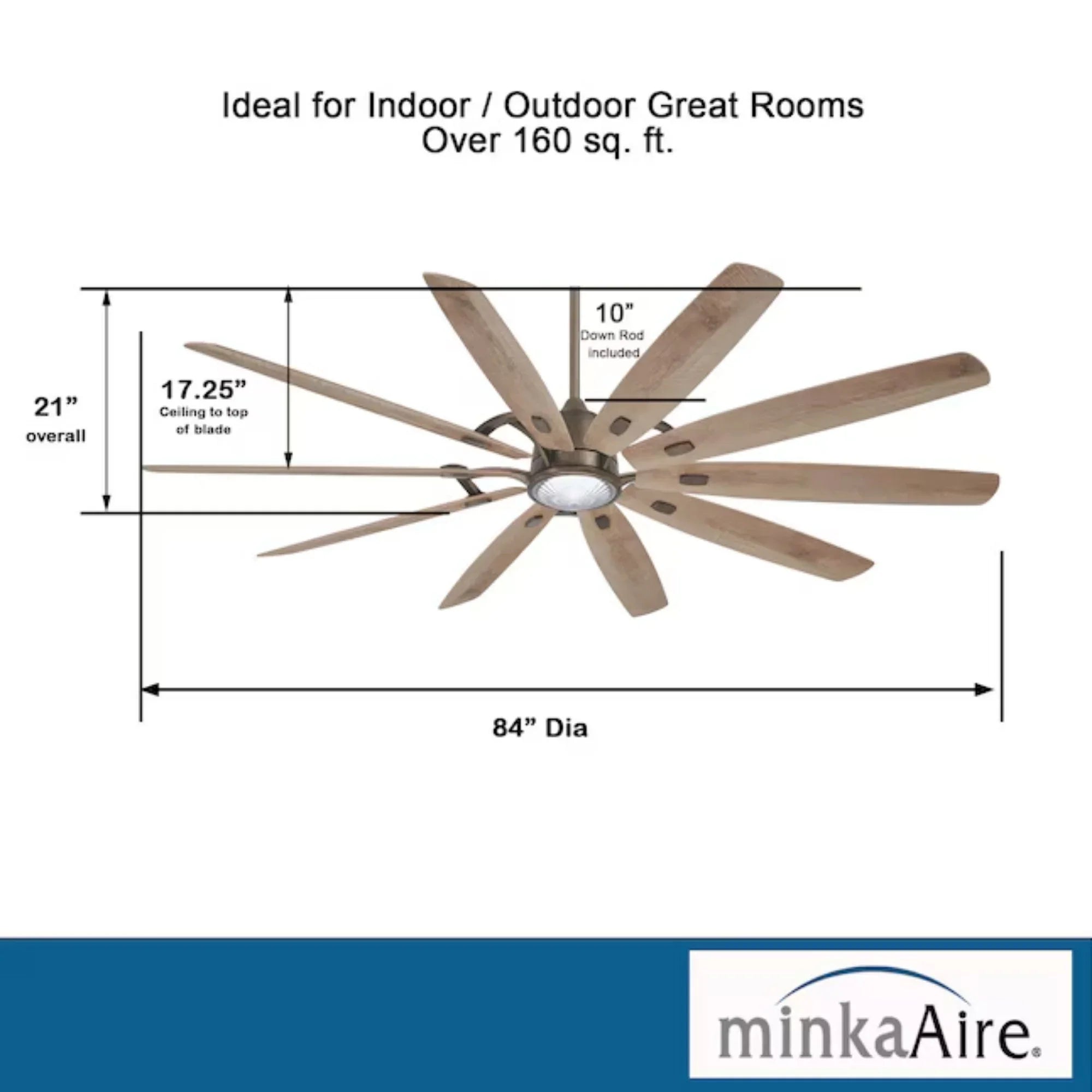 Barn H20 84" LED Outdoor Smart Ceiling Fan with Remote, Heirloom Bronze