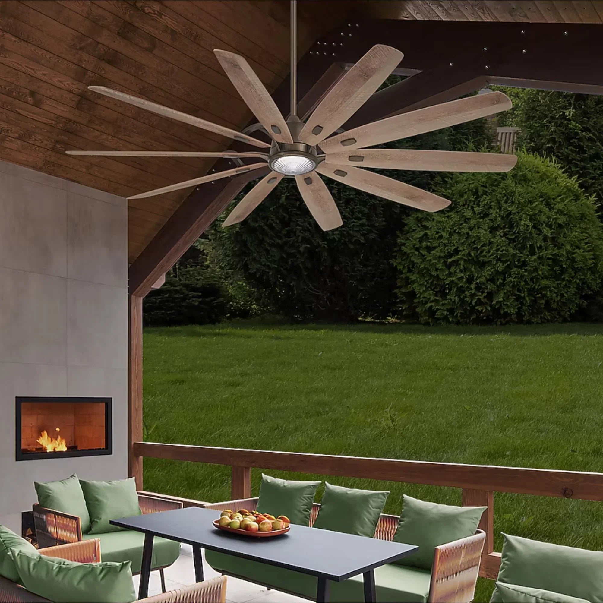 Barn H20 84" LED Outdoor Smart Ceiling Fan with Remote, Heirloom Bronze