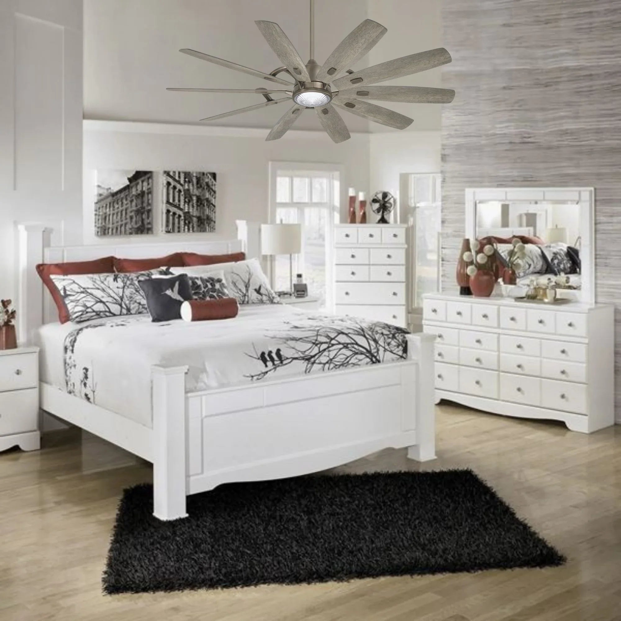 Barn 65" LED Smart Ceiling Fan with Remote, Burnished Nickel