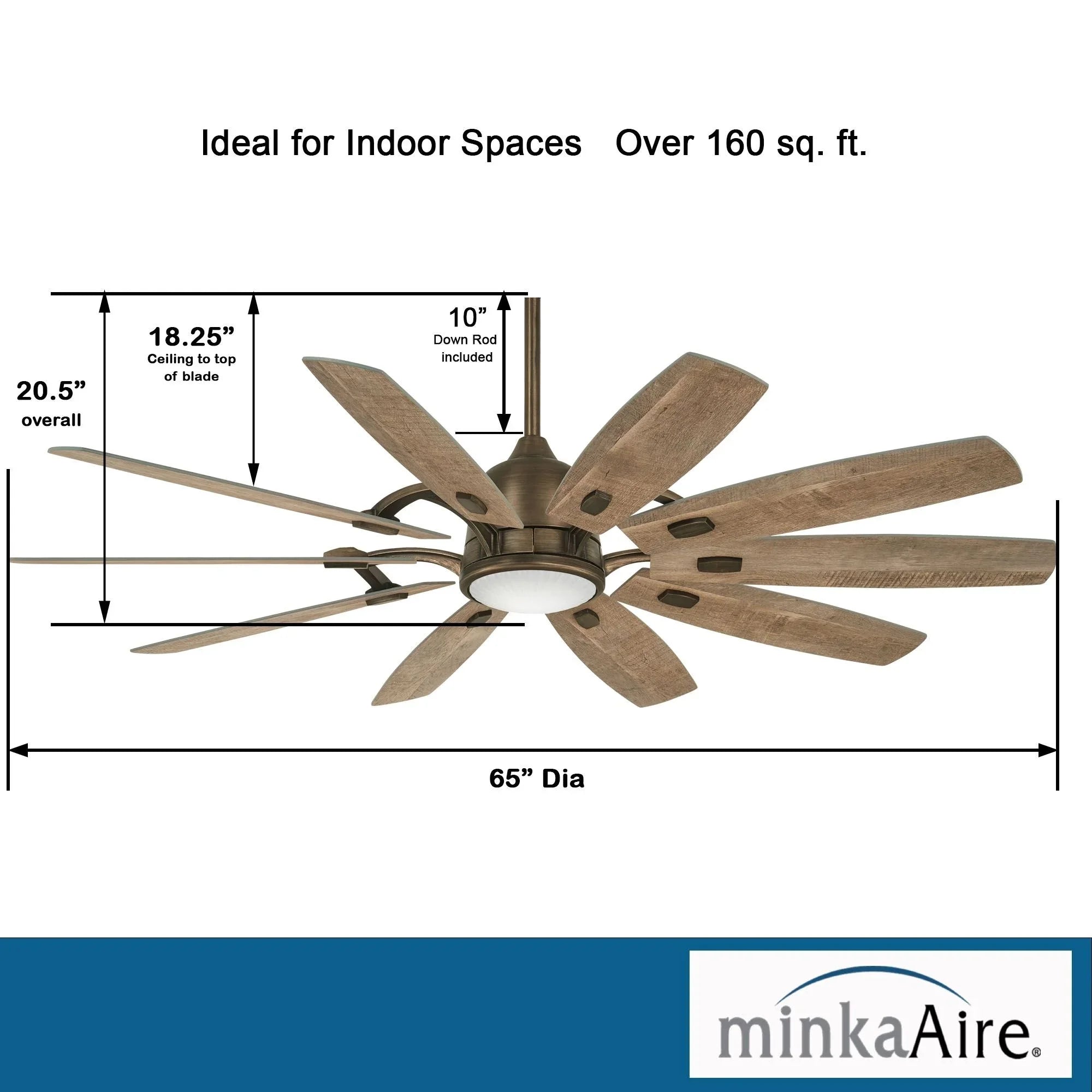 Barn 65" LED Smart Ceiling Fan with Remote, Heirloom Bronze