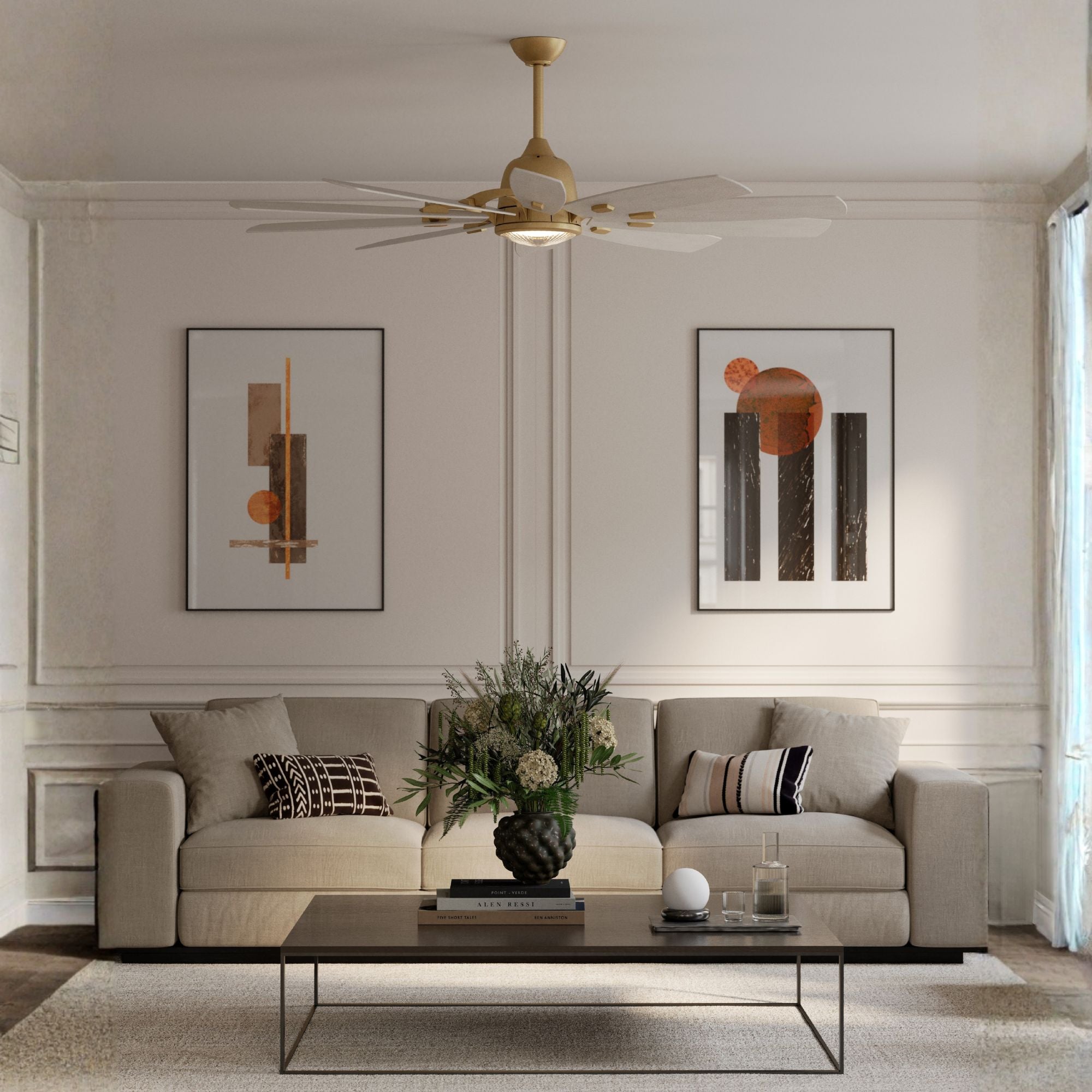 Minka Aire Barn 65'' Smart Ceiling Fan with LED Light DC Motor Legacy Brass