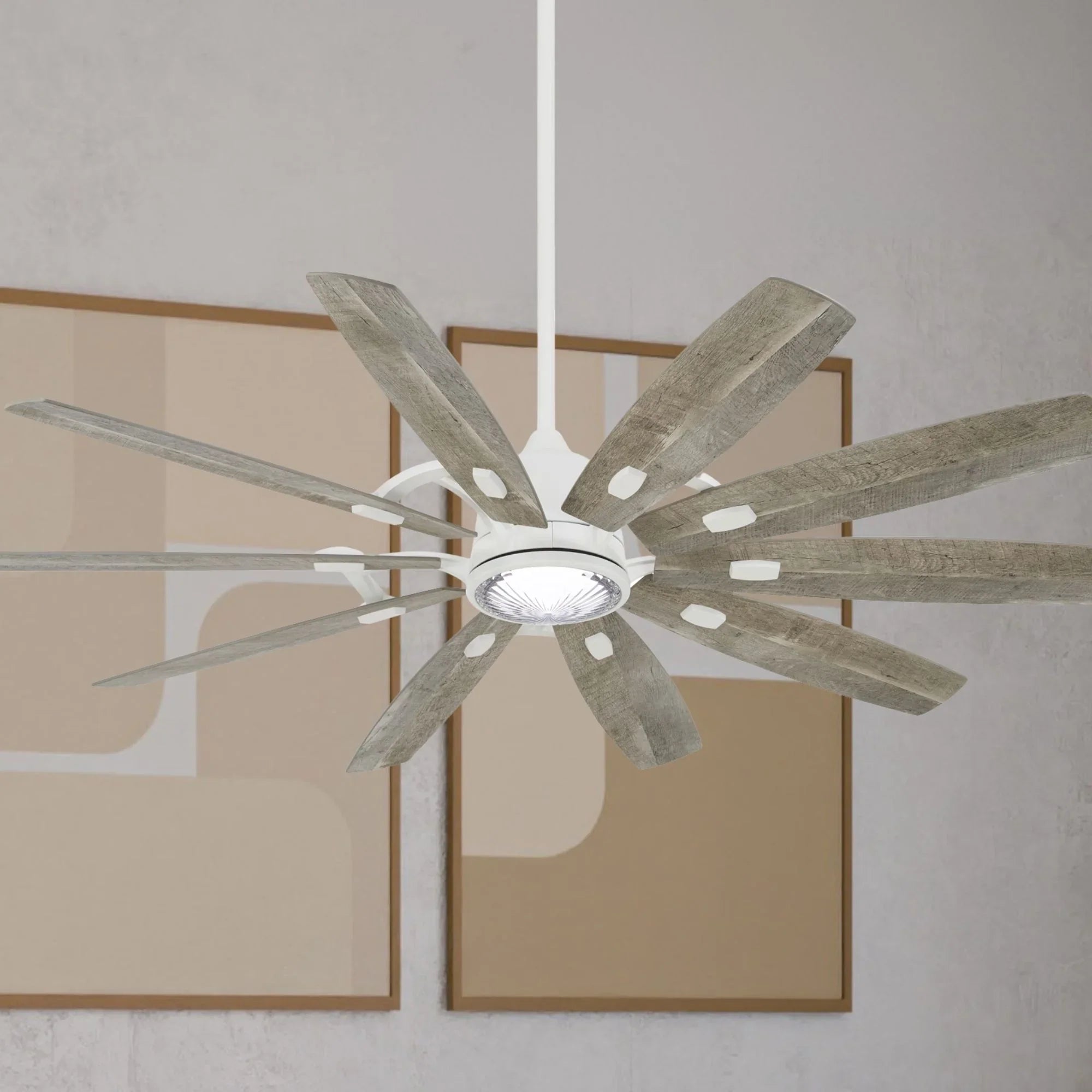 Barn 65" LED Smart Ceiling Fan with Remote, Flat White