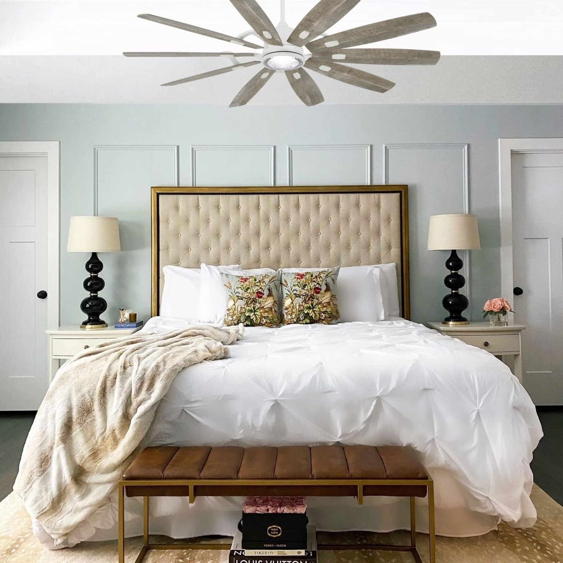 Barn 65" LED Smart Ceiling Fan with Remote, Flat White - Bees Lighting