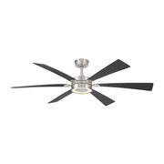 Brenix 60" 5-CCT LED Smart Ceiling Fan, Brushed Nickel with Coal Blades