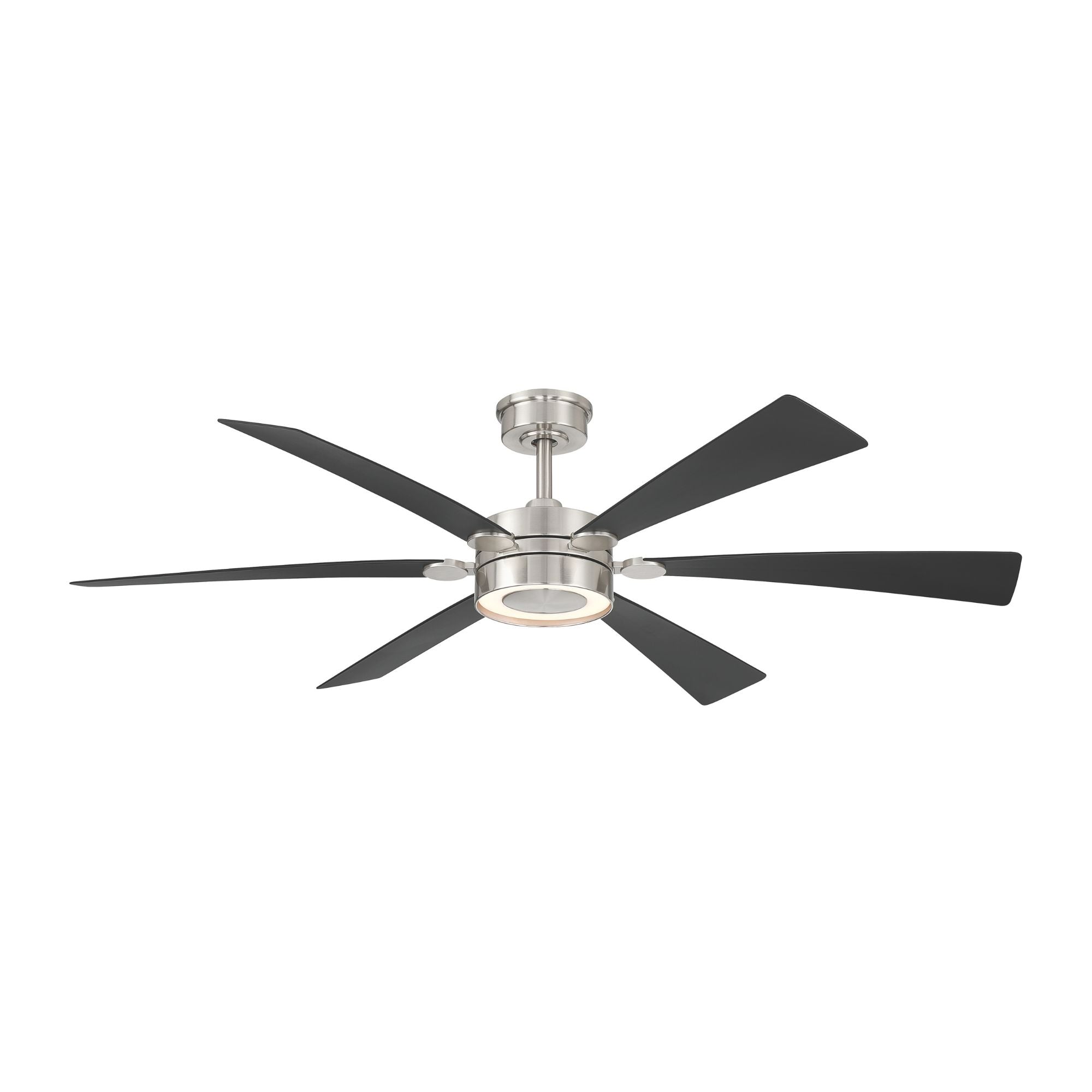 Brenix 60" 5-CCT LED Smart Ceiling Fan, Brushed Nickel with Coal Blades