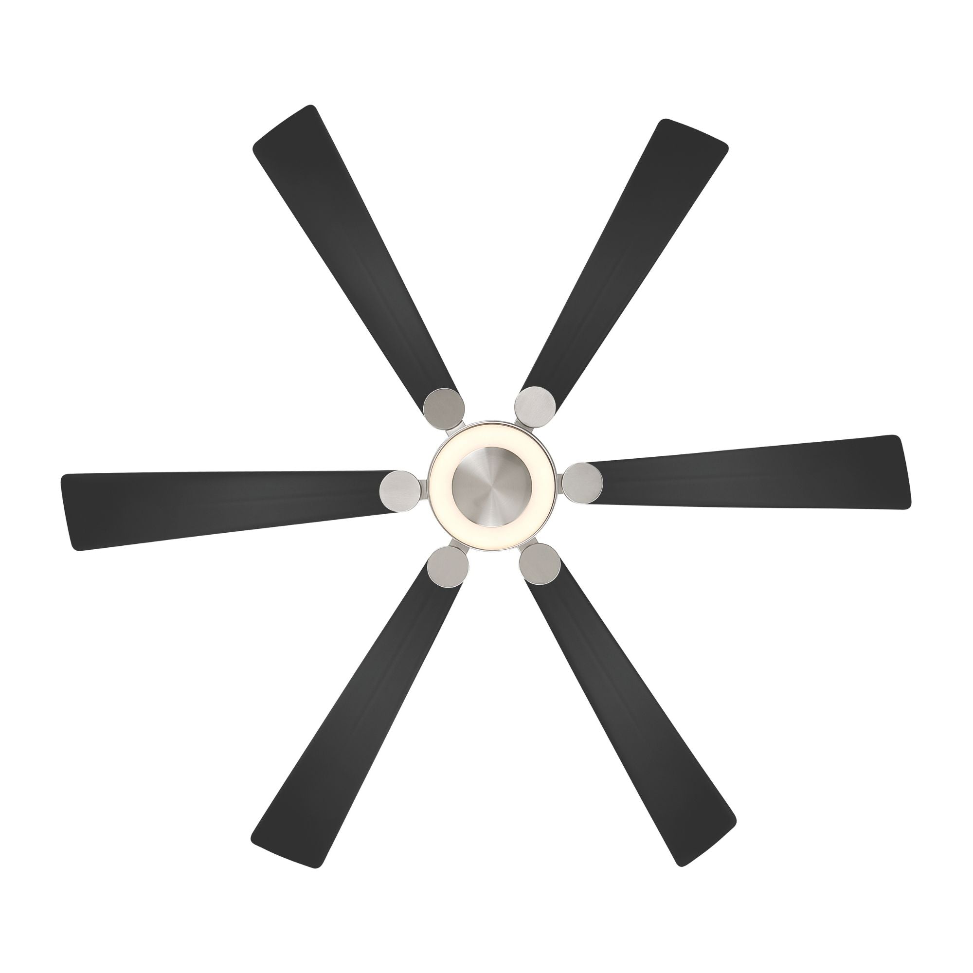 Brenix 60" 5-CCT LED Smart Ceiling Fan, Brushed Nickel with Coal Blades