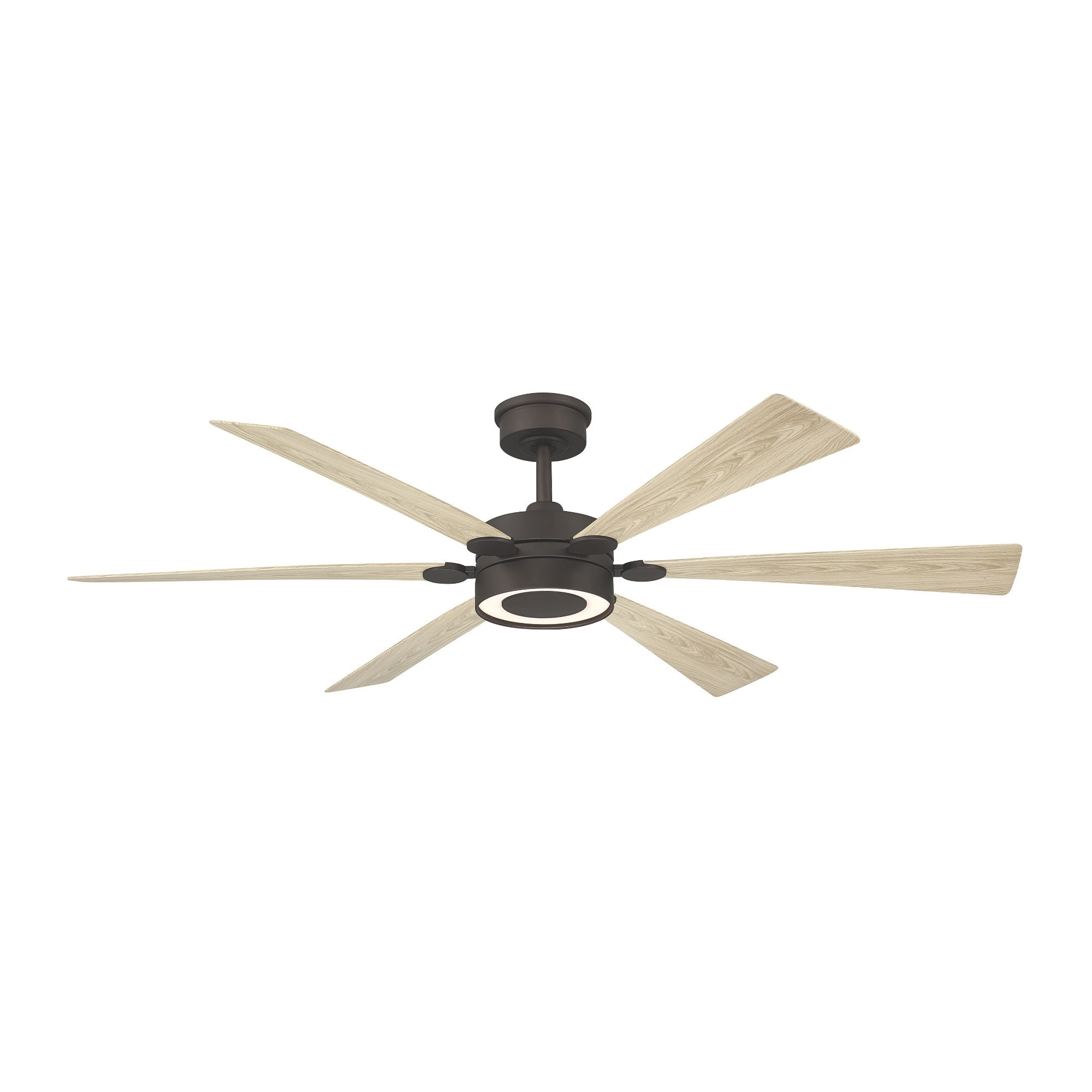 Brenix 60" 5-CCT LED Smart Ceiling Fan, Dark Bronze with White Oak Blades