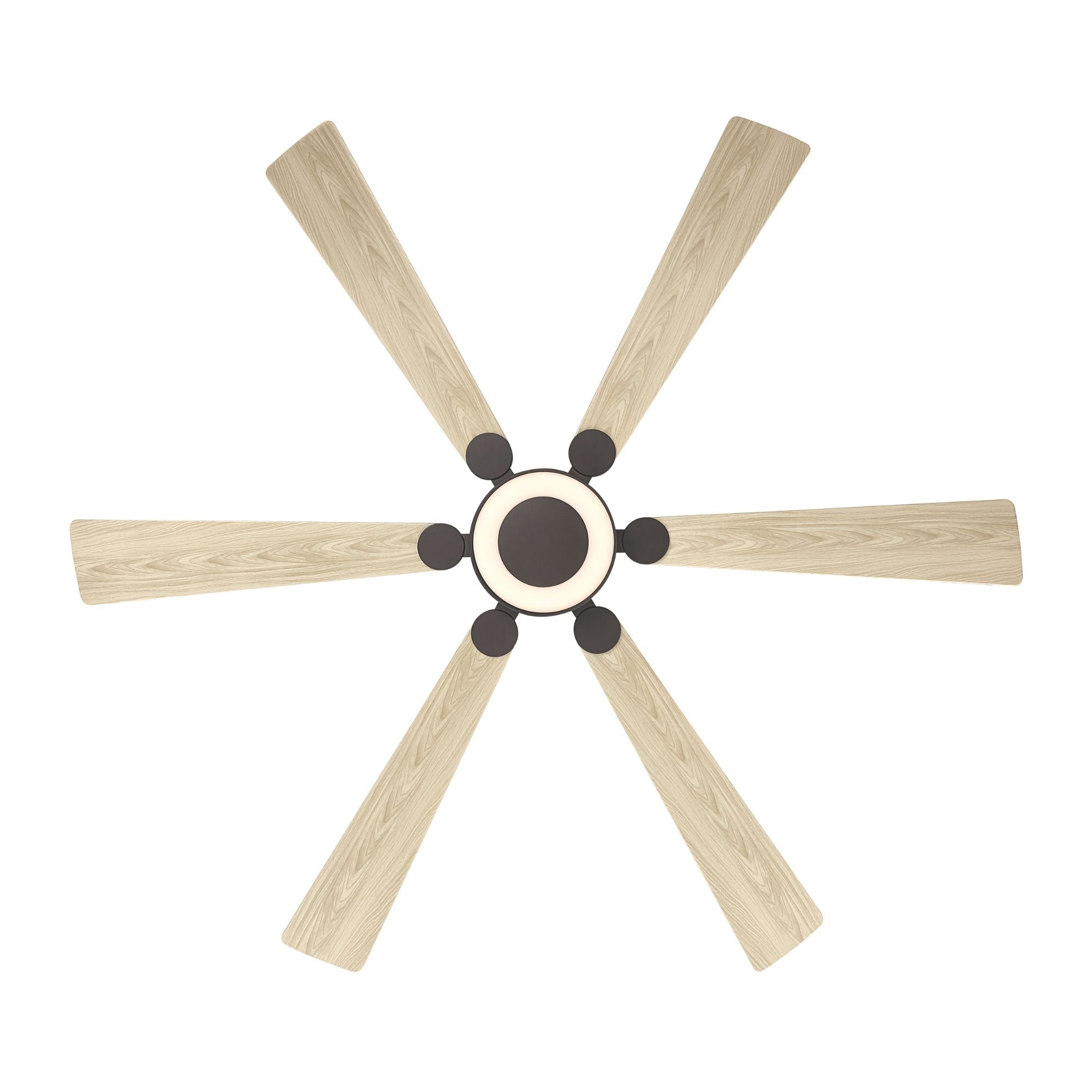 Brenix 60" 5-CCT LED Smart Ceiling Fan, Dark Bronze with White Oak Blades