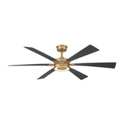 Brenix 60" 5-CCT LED Smart Ceiling Fan, Heritage Brass with Coal Blades