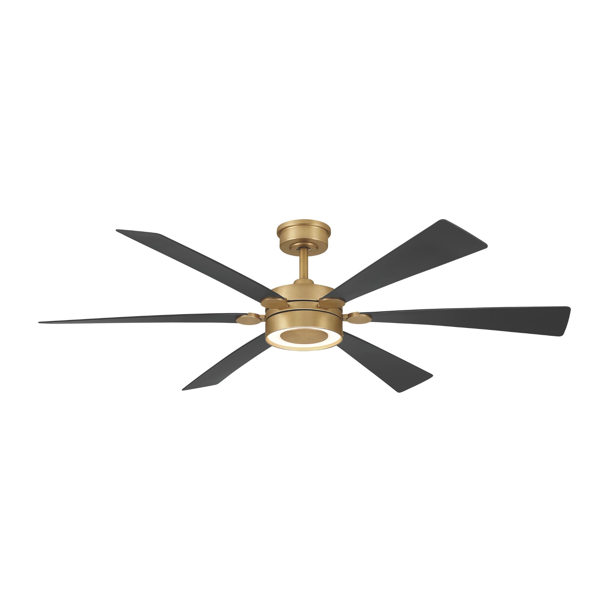 Brenix 60" 5-CCT LED Smart Ceiling Fan, Heritage Brass with Coal Blades