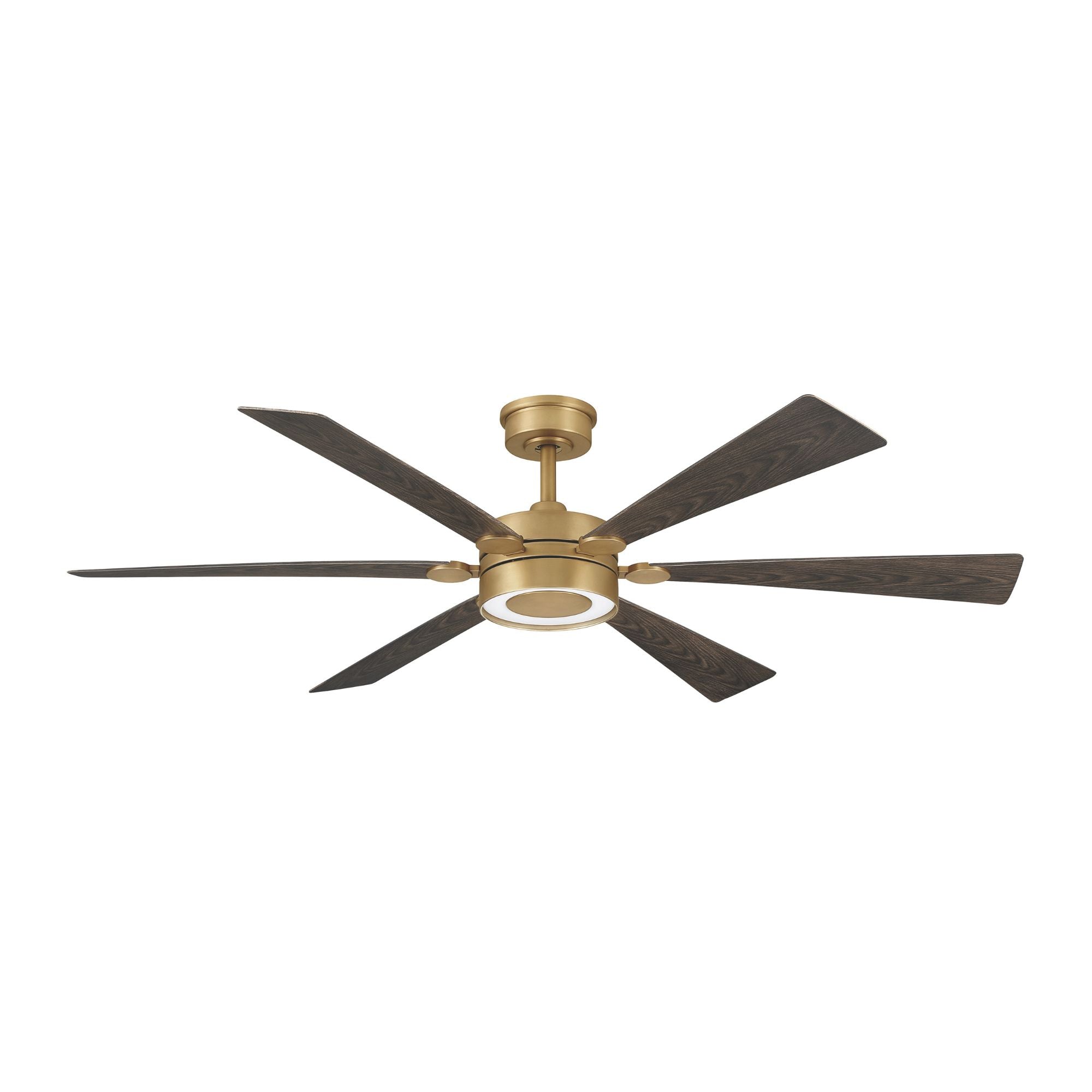 Brenix 60" 5-CCT LED Smart Ceiling Fan, Heritage Brass with Dark Oak Blades