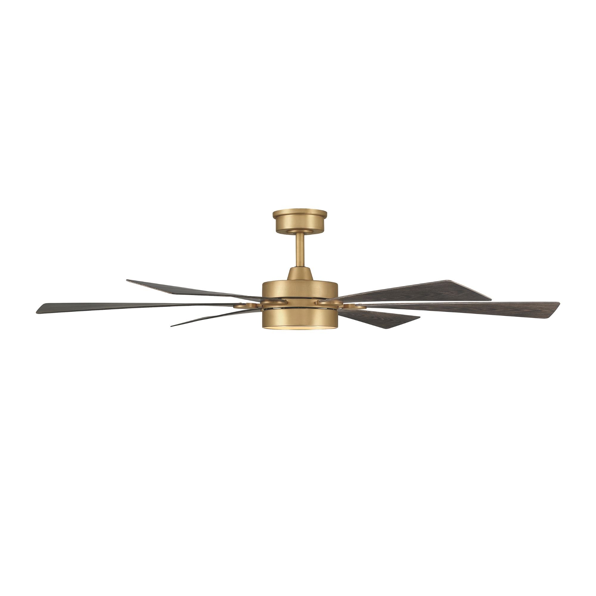 Brenix 60" 5-CCT LED Smart Ceiling Fan, Heritage Brass with Dark Oak Blades