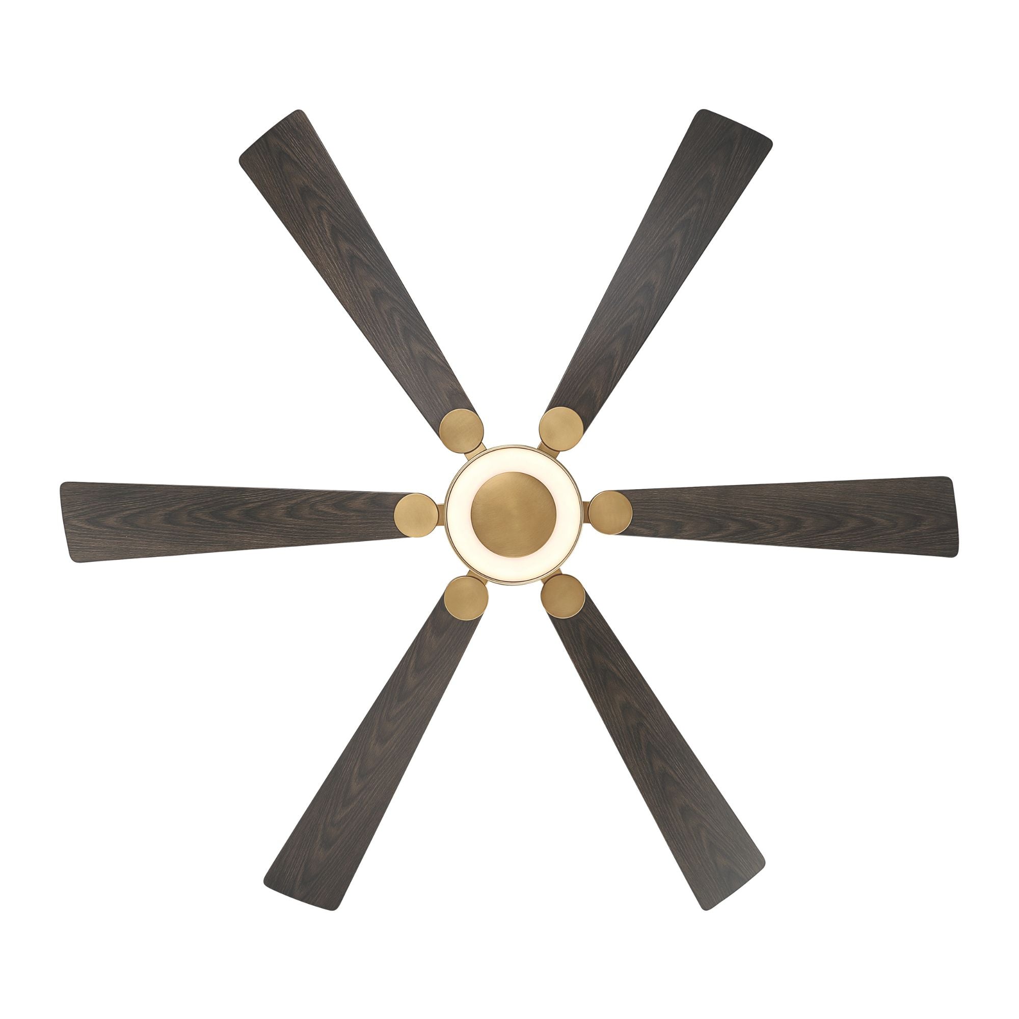 Brenix 60" 5-CCT LED Smart Ceiling Fan, Heritage Brass with Dark Oak Blades