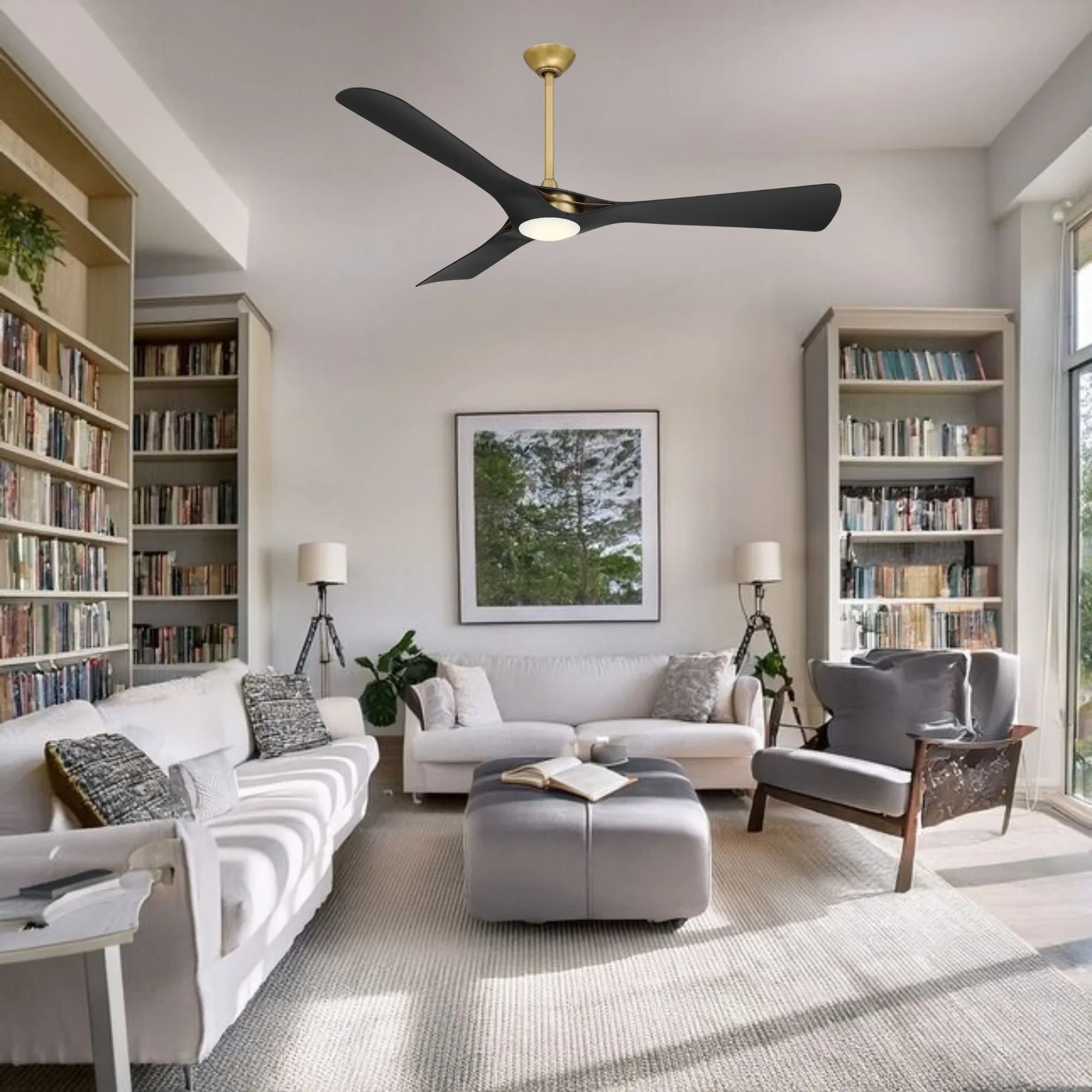 Bridge 60" Brass & Black Coal LED Smart Ceiling Fan