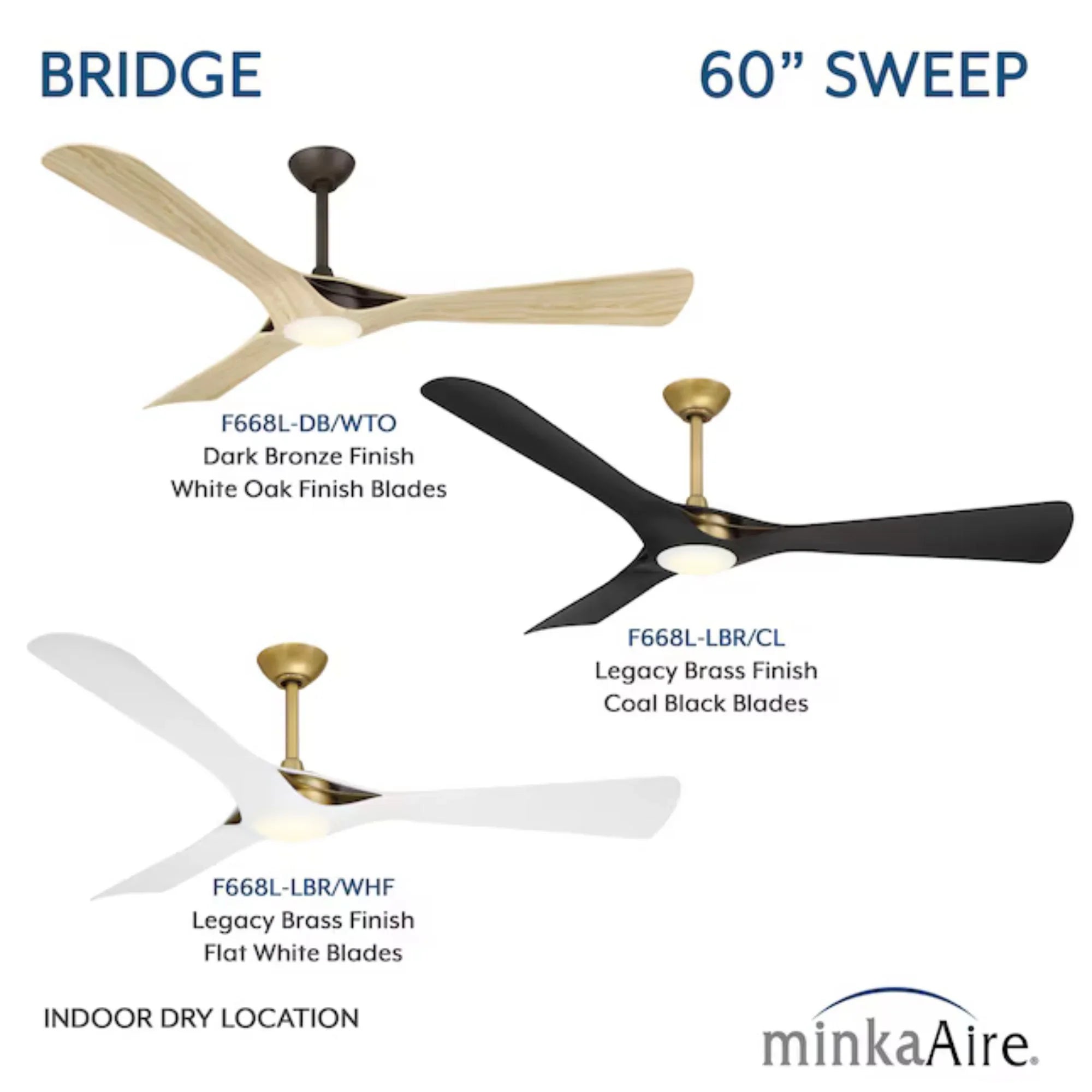 Bridge 60" Brass & White LED Smart Ceiling Fan