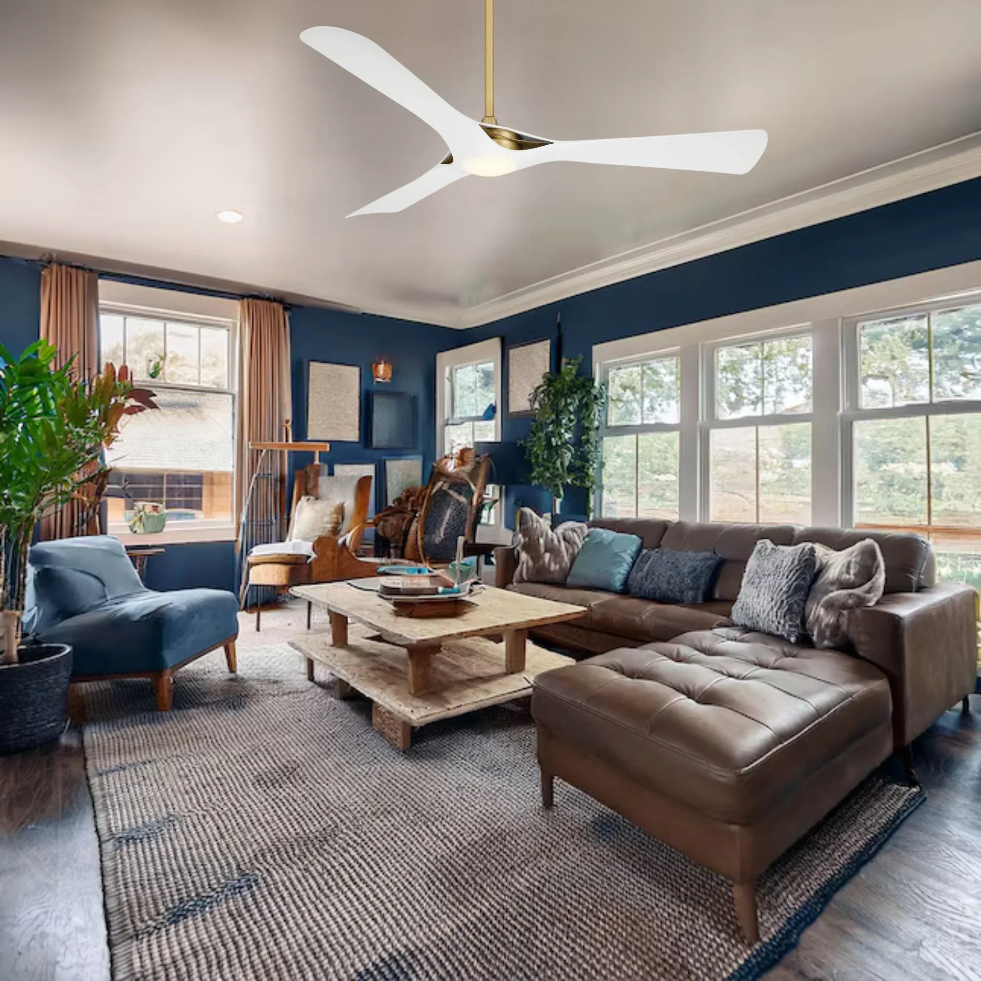 Bridge 60" Brass & White LED Smart Ceiling Fan