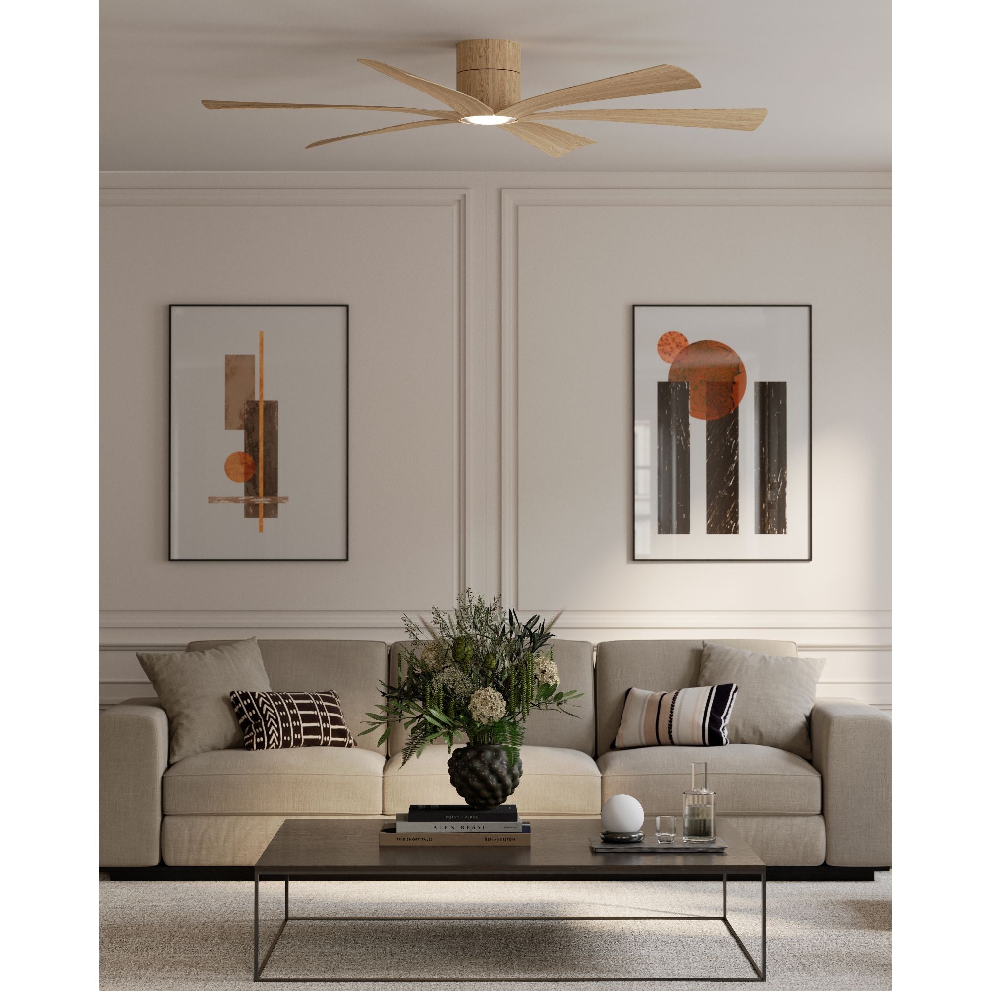 Minka Aire Brisano 65'' Smart Ceiling Fan with LED Light DC Motor White Oak