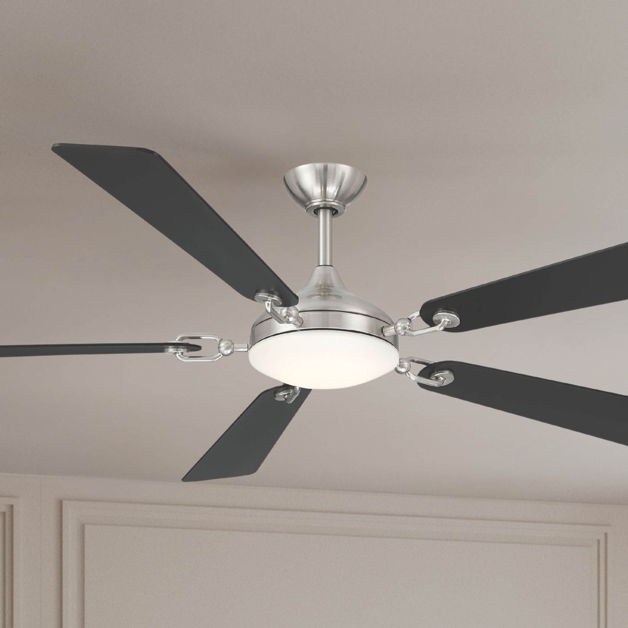 Cadena 65" 5-CCT LED Smart Ceiling Fan, Brushed Nickel with Coal Blades