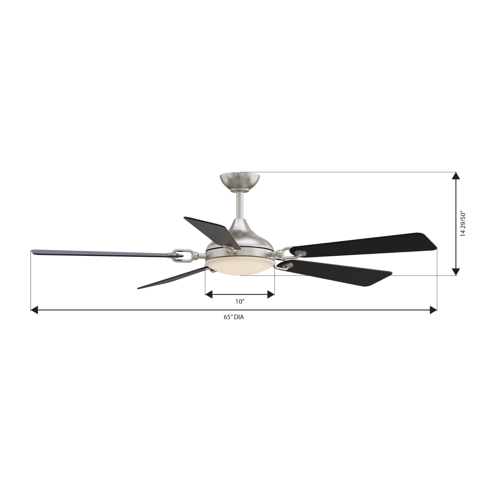 Cadena 65" 5-CCT LED Smart Ceiling Fan, Brushed Nickel with Coal Blades