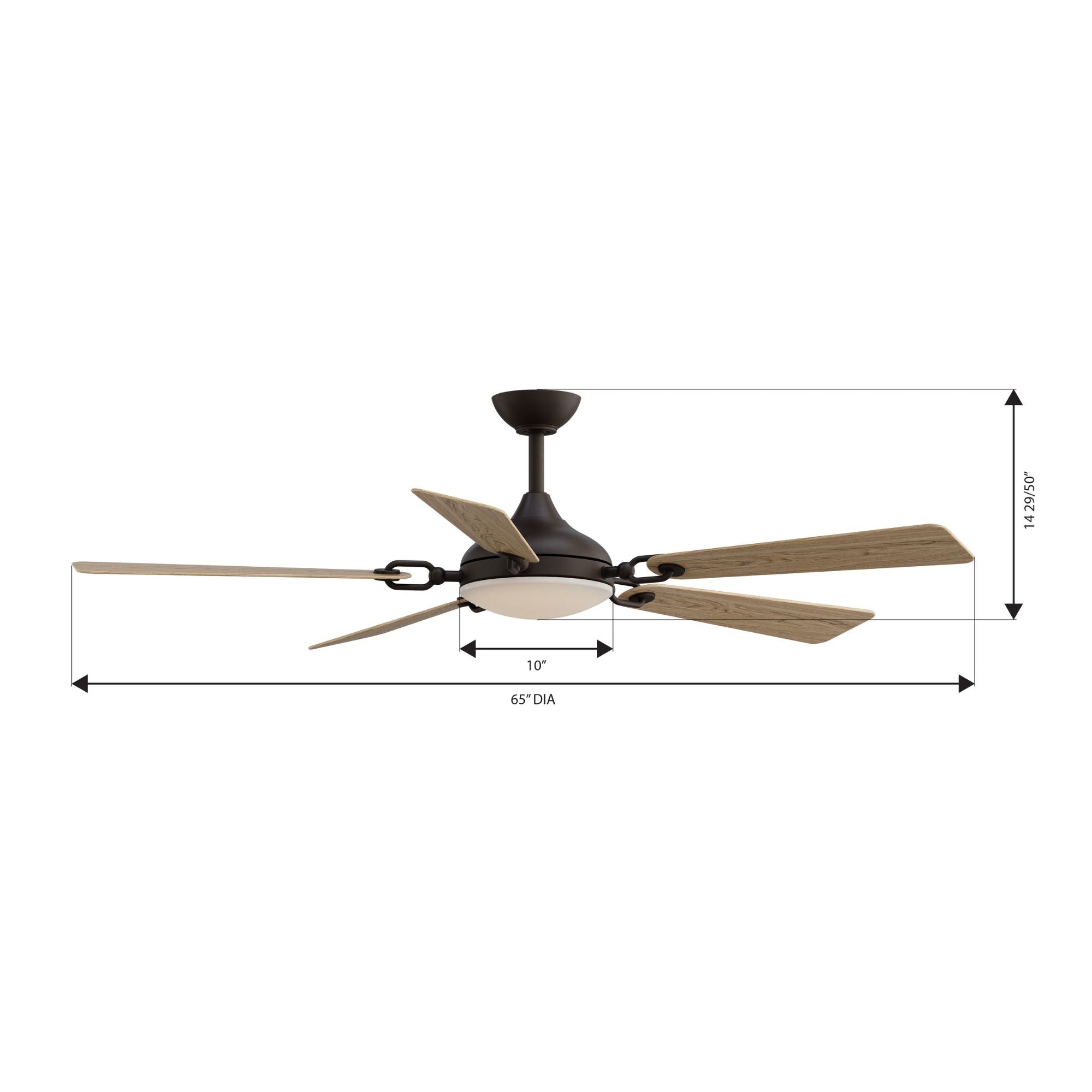 Cadena 65" 5-CCT LED Smart Ceiling Fan, Dark Bronze with White Oak Blades