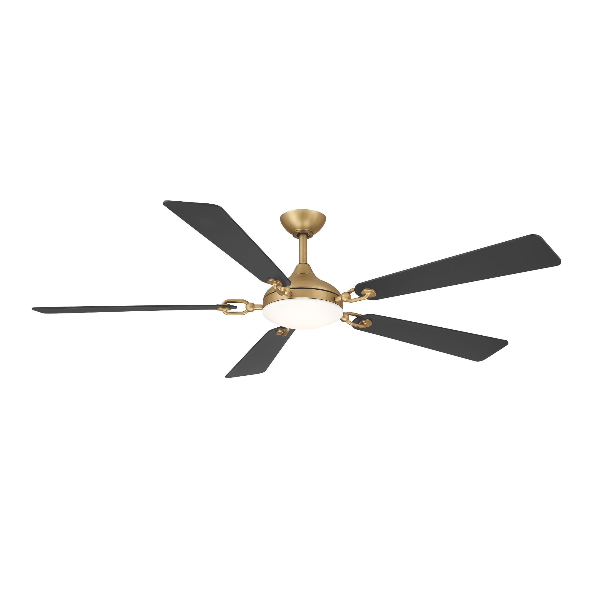 Cadena 65" 5-CCT LED Smart Ceiling Fan, Heritage Brass with Coal Blades