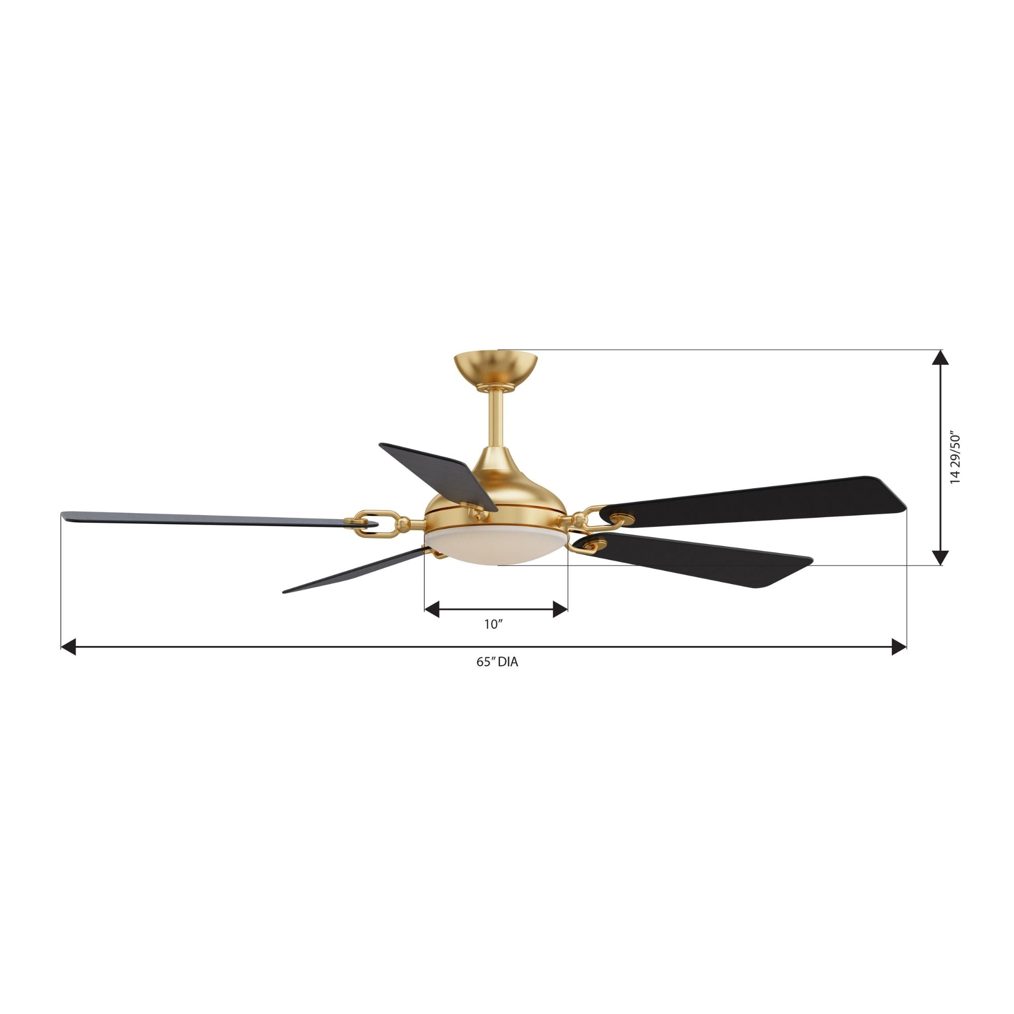 Cadena 65" 5-CCT LED Smart Ceiling Fan, Heritage Brass with Coal Blades