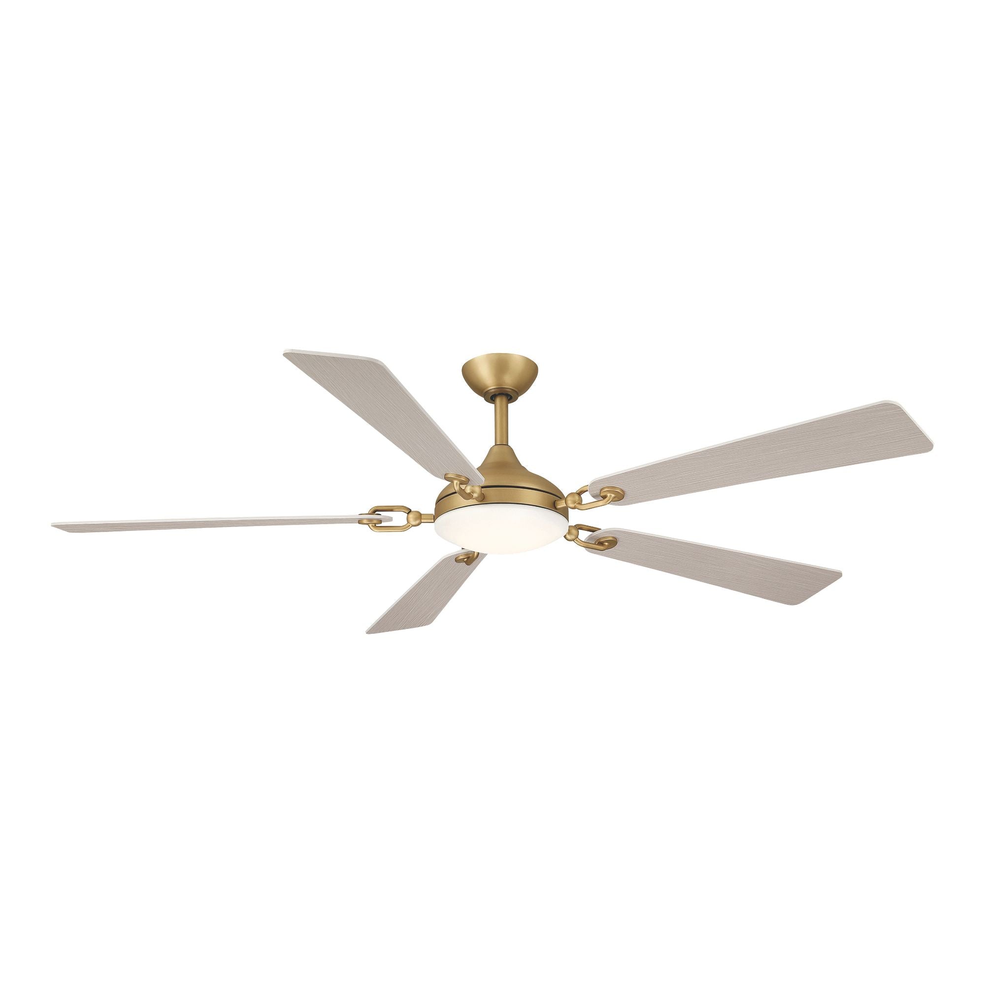 Cadena 65" 5-CCT LED Smart Ceiling Fan, Heritage Brass with Warm Coastal Driftwood Blades