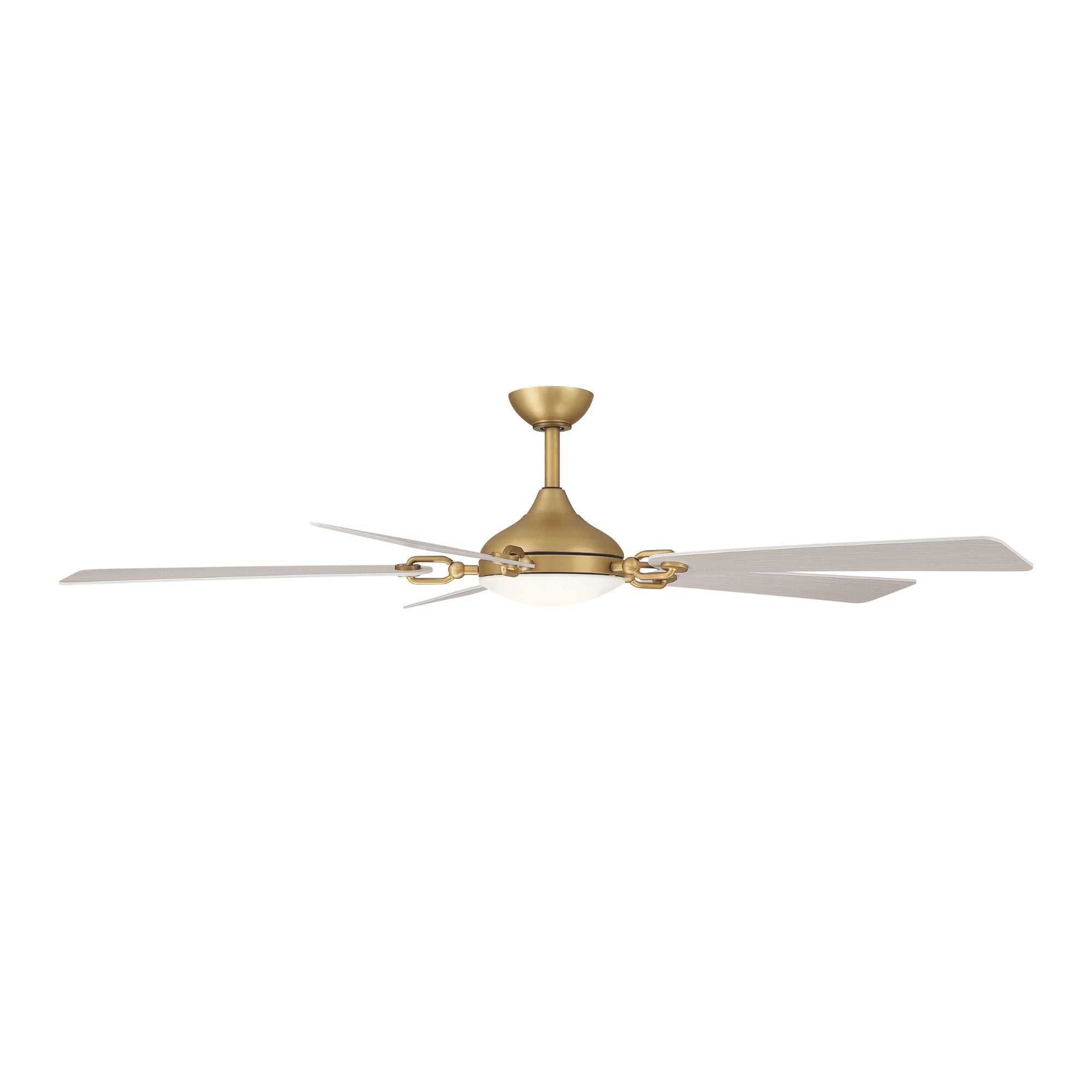Cadena 65" 5-CCT LED Smart Ceiling Fan, Heritage Brass with Warm Coastal Driftwood Blades