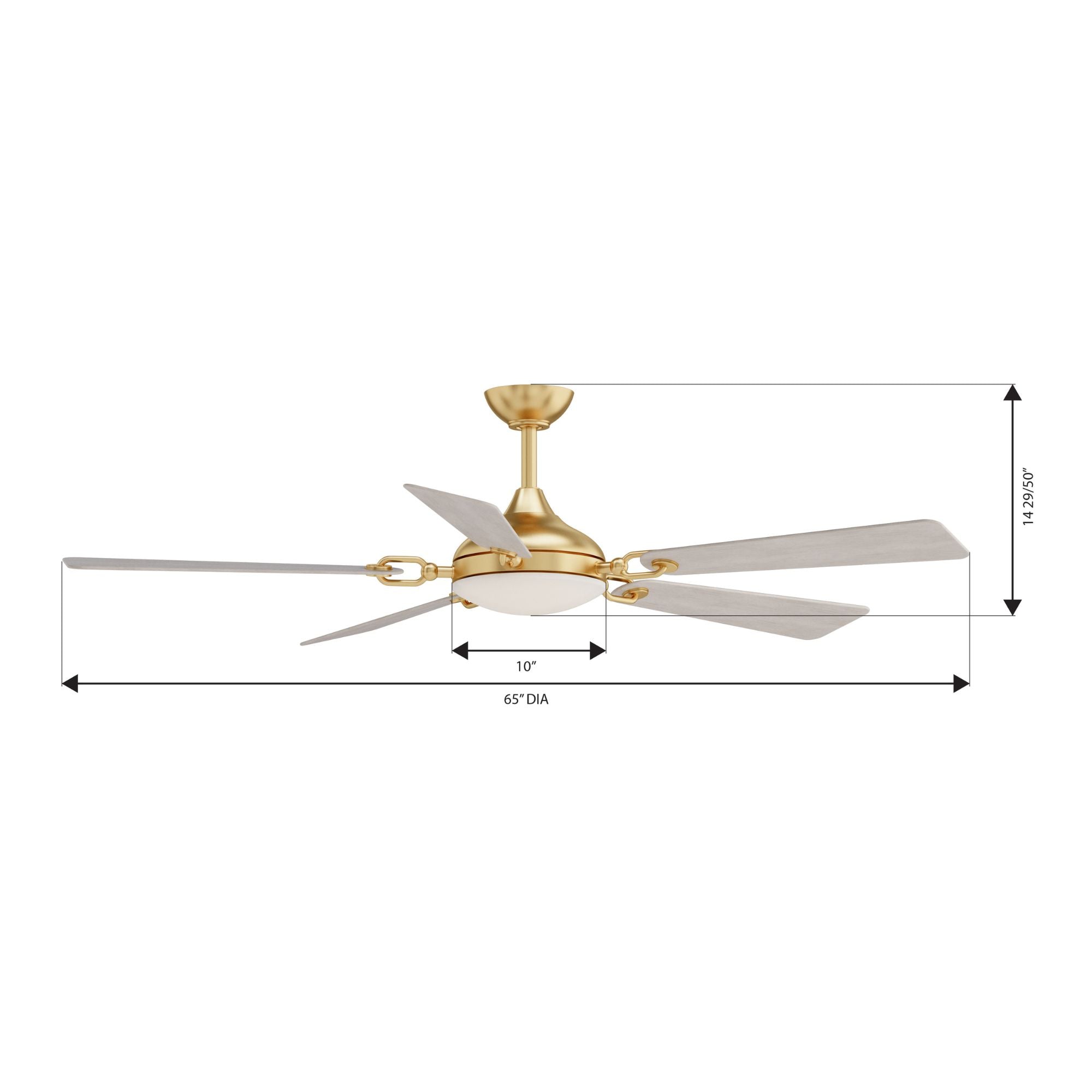 Cadena 65" 5-CCT LED Smart Ceiling Fan, Heritage Brass with Warm Coastal Driftwood Blades