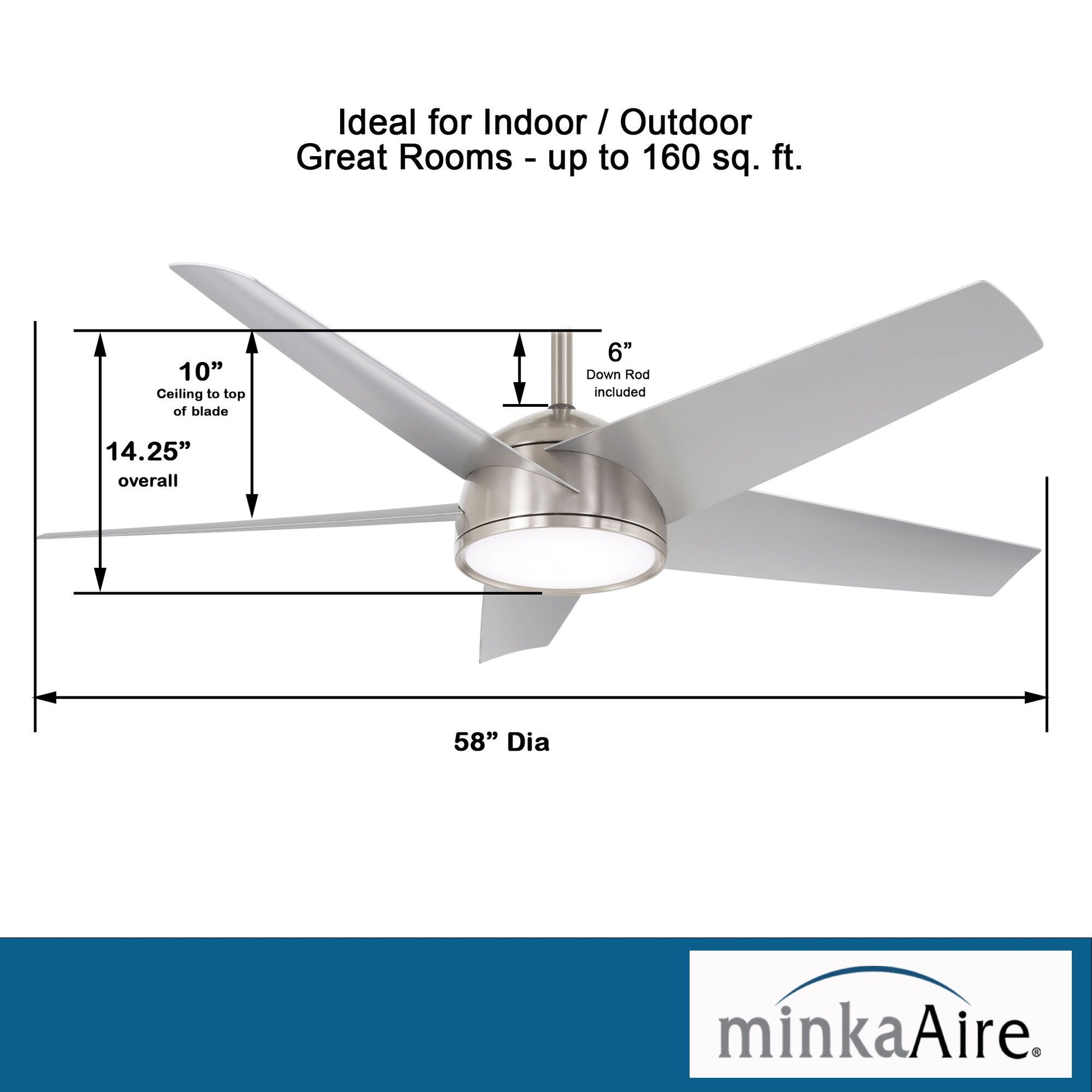 Chubby 58" Brushed Nickel LED Smart Ceiling Fan - Bees Lighting