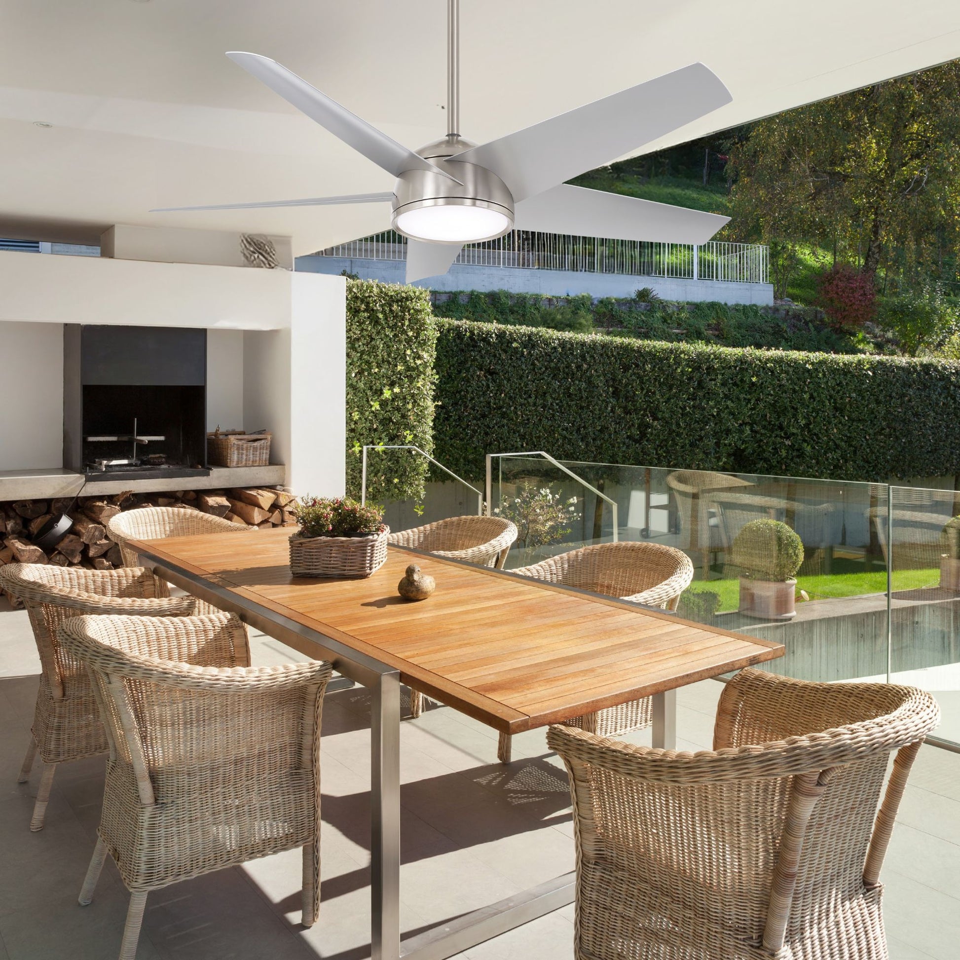 Chubby 58" Brushed Nickel LED Smart Ceiling Fan - Bees Lighting