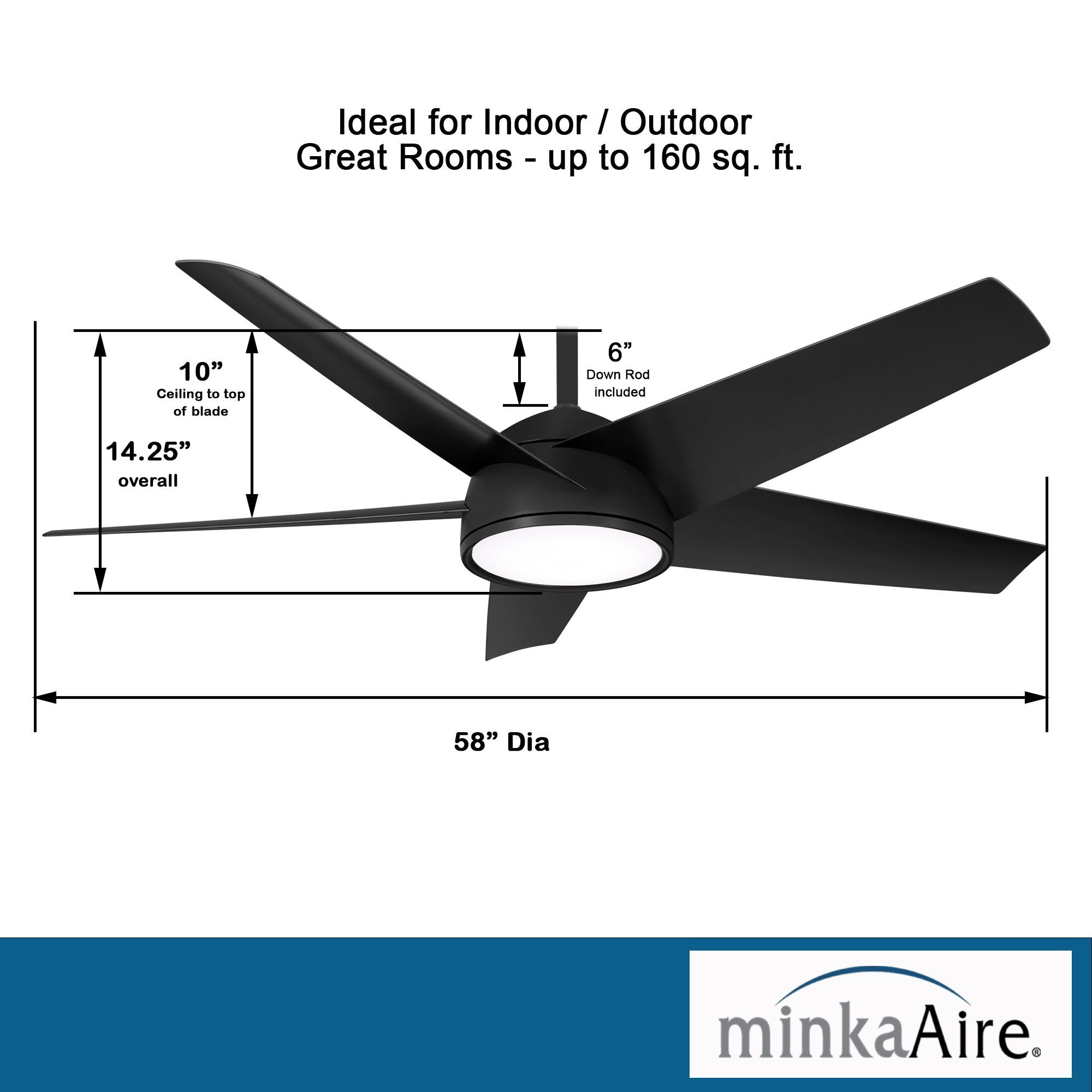 Chubby 58" Black LED Smart Ceiling Fan - Bees Lighting