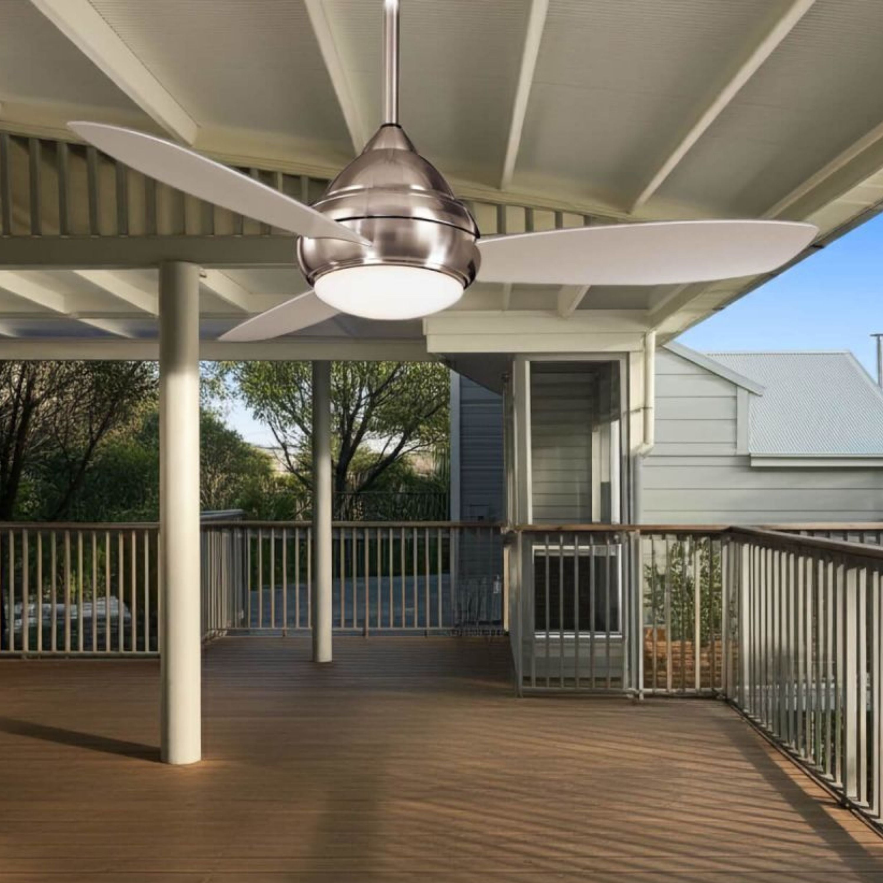 Concept I Wet 52" Nickel LED Outdoor Ceiling Fan with Wall Control