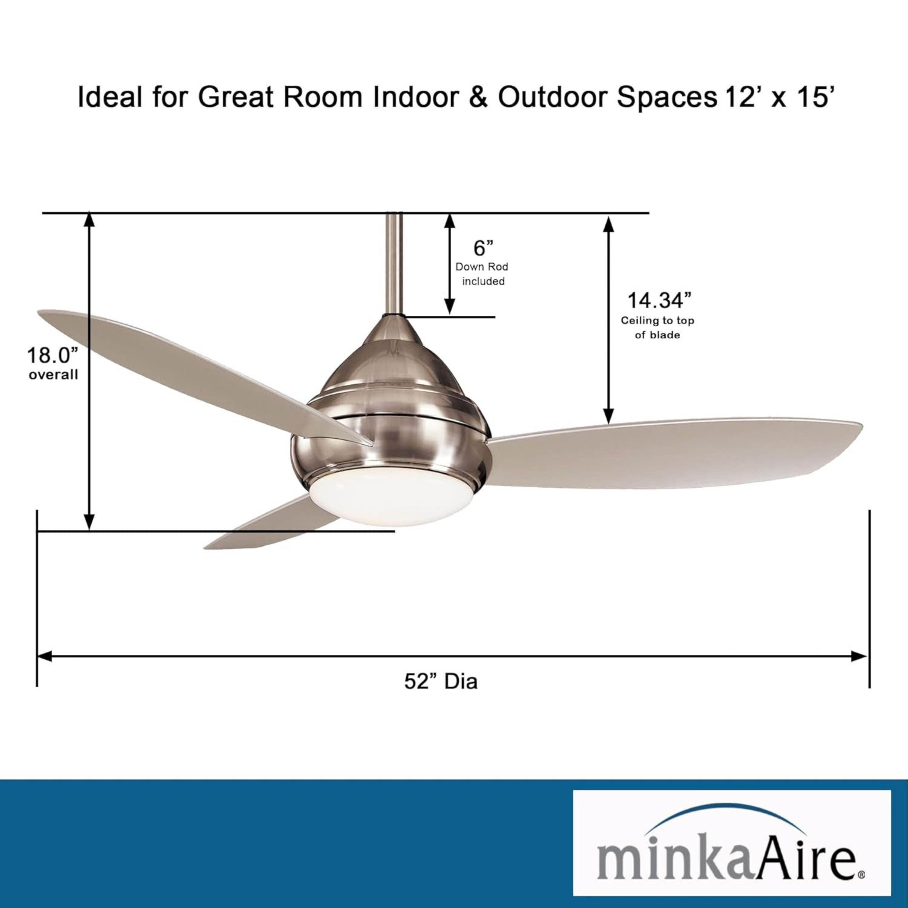 Concept I Wet 52" Nickel LED Outdoor Ceiling Fan with Wall Control