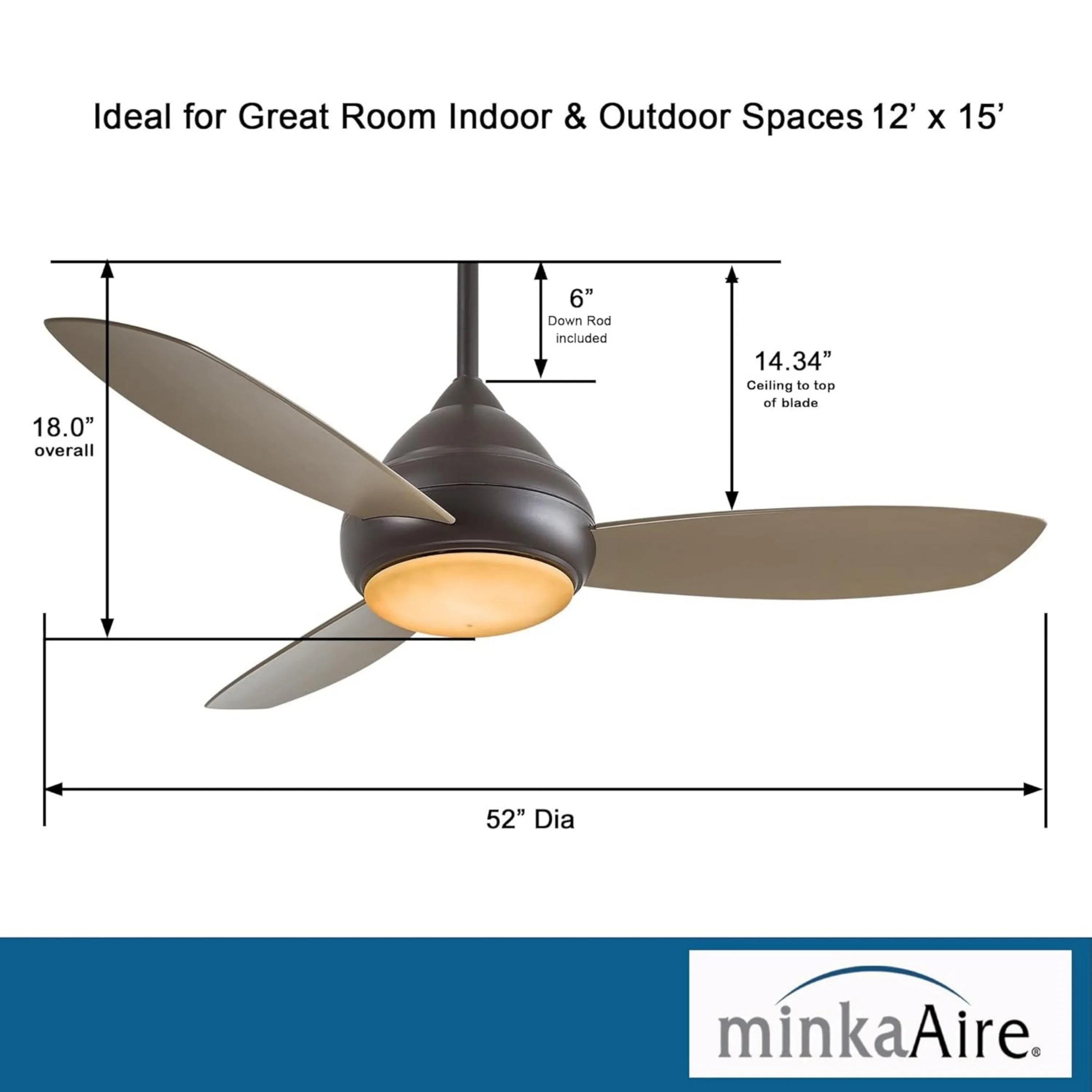 Concept I Wet 52" Bronze LED Outdoor Ceiling Fan with Wall Control