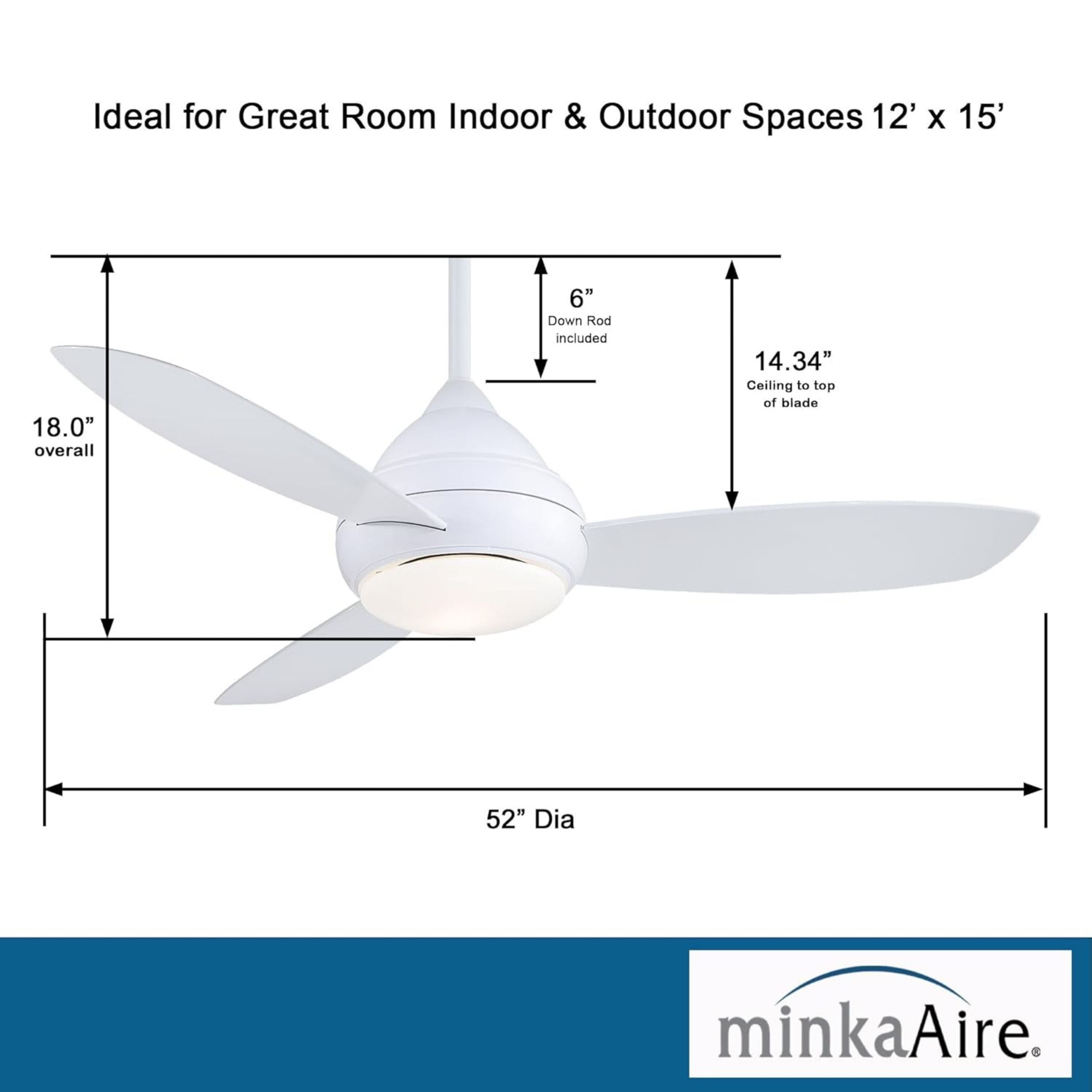 Concept I Wet 52" White LED Outdoor Ceiling Fan with Wall Control