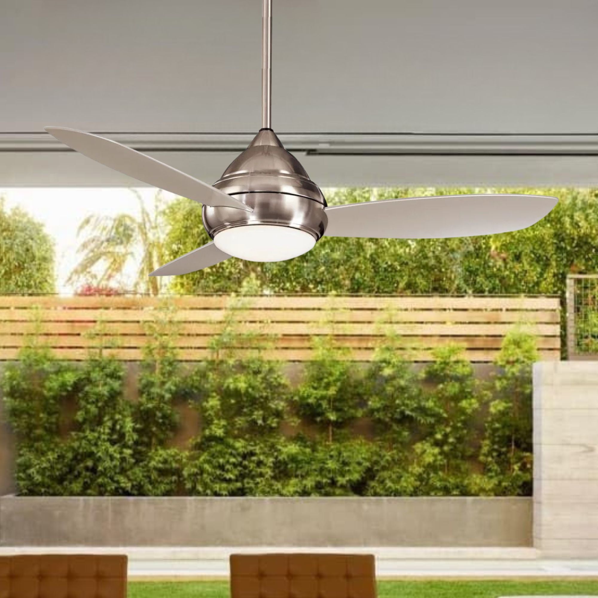 Concept I Wet 58" Nickel LED Outdoor Ceiling Fan with Wall Control