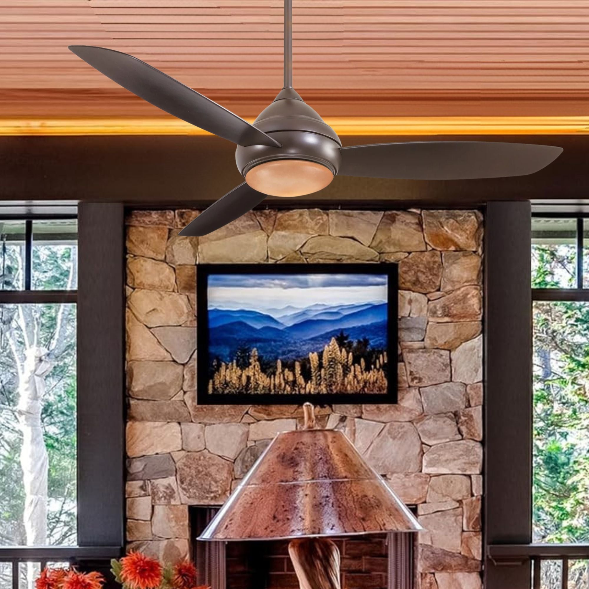 Concept I Wet 58" Bronze LED Outdoor Ceiling Fan with Wall Control