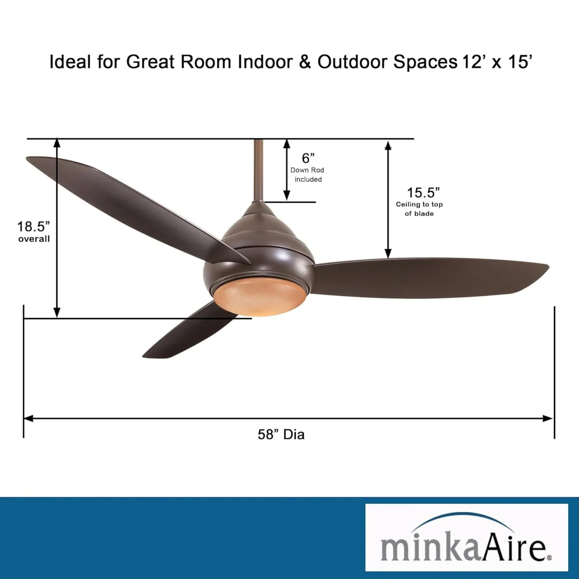 Minka Aire - Concept I Wet 58" Bronze LED Outdoor Ceiling Fan with Wall Control | Bees Lighting