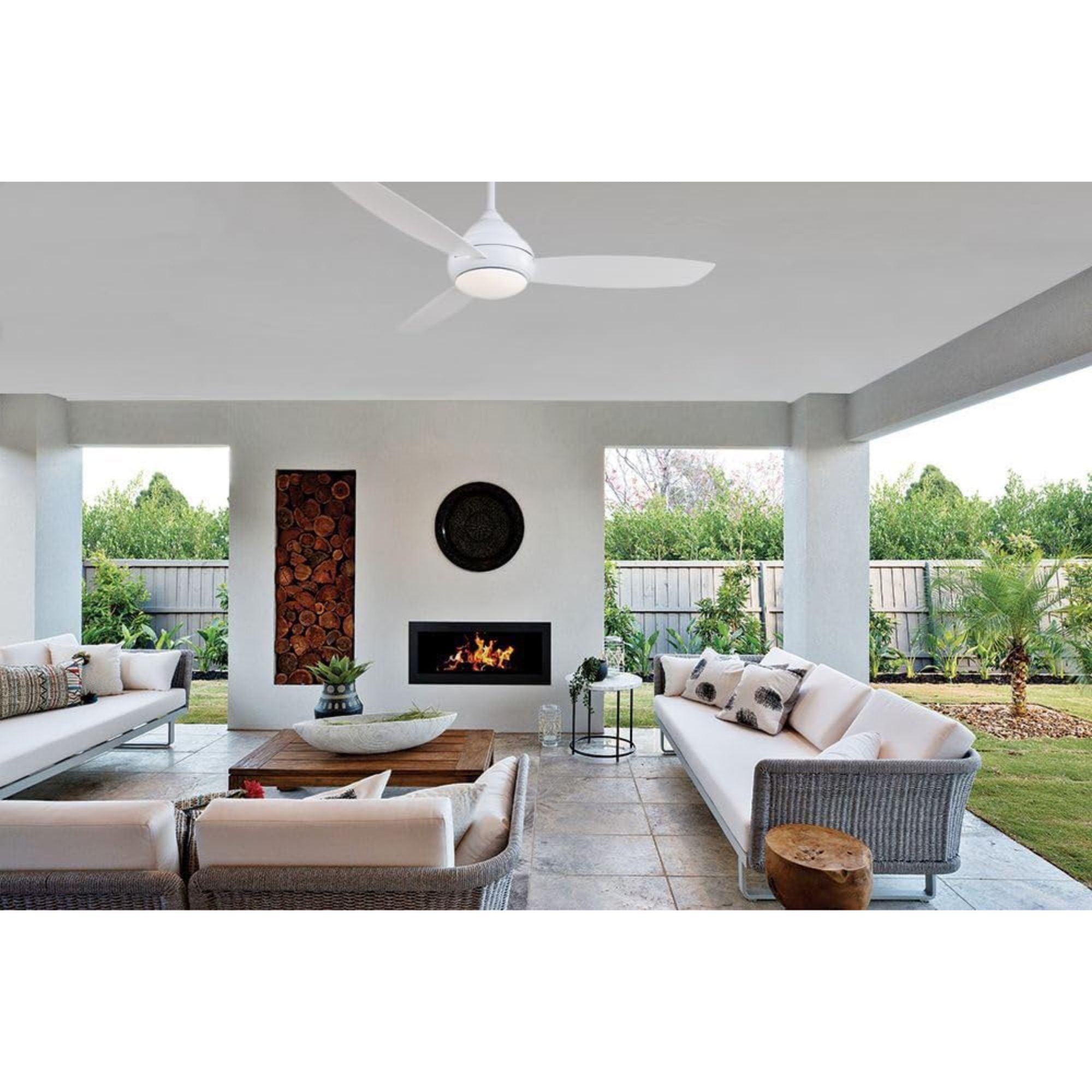 Concept I Wet 58" White LED Outdoor Ceiling Fan with Wall Control