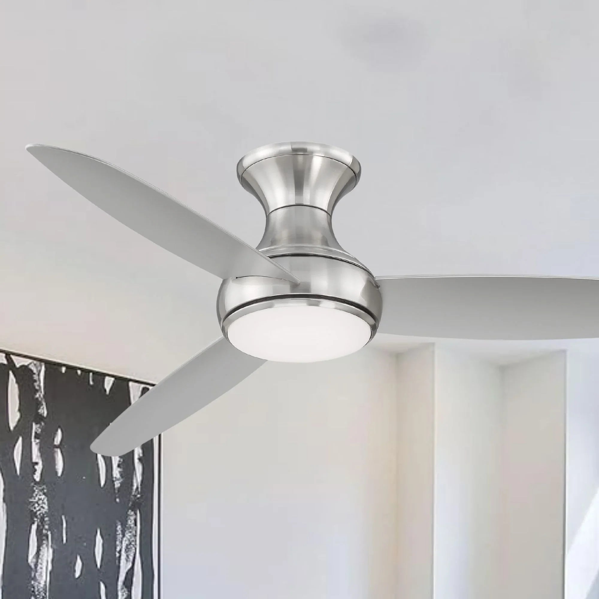 Concept III 54" Nickel Outdoor Hugger LED Smart Ceiling Fan
