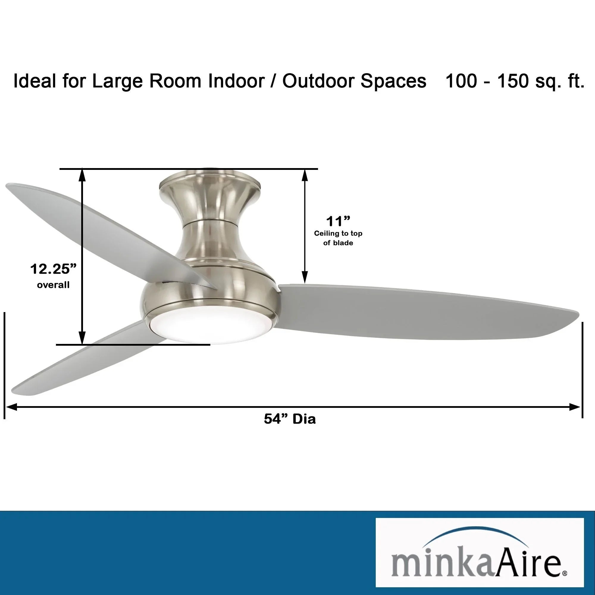 Concept III 54" Nickel Outdoor Hugger LED Smart Ceiling Fan